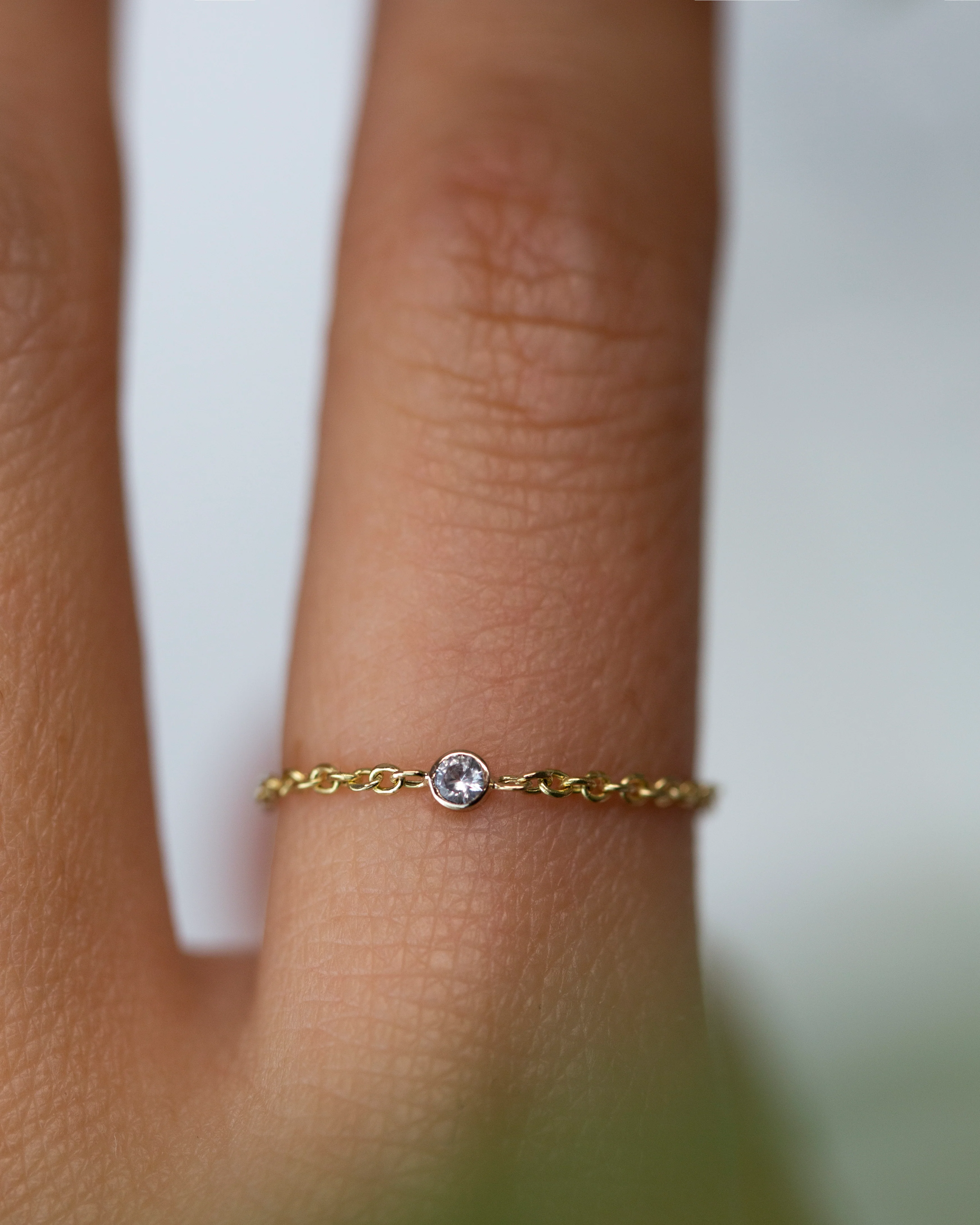 14k Gold Birthstone Chain Ring - Image 5