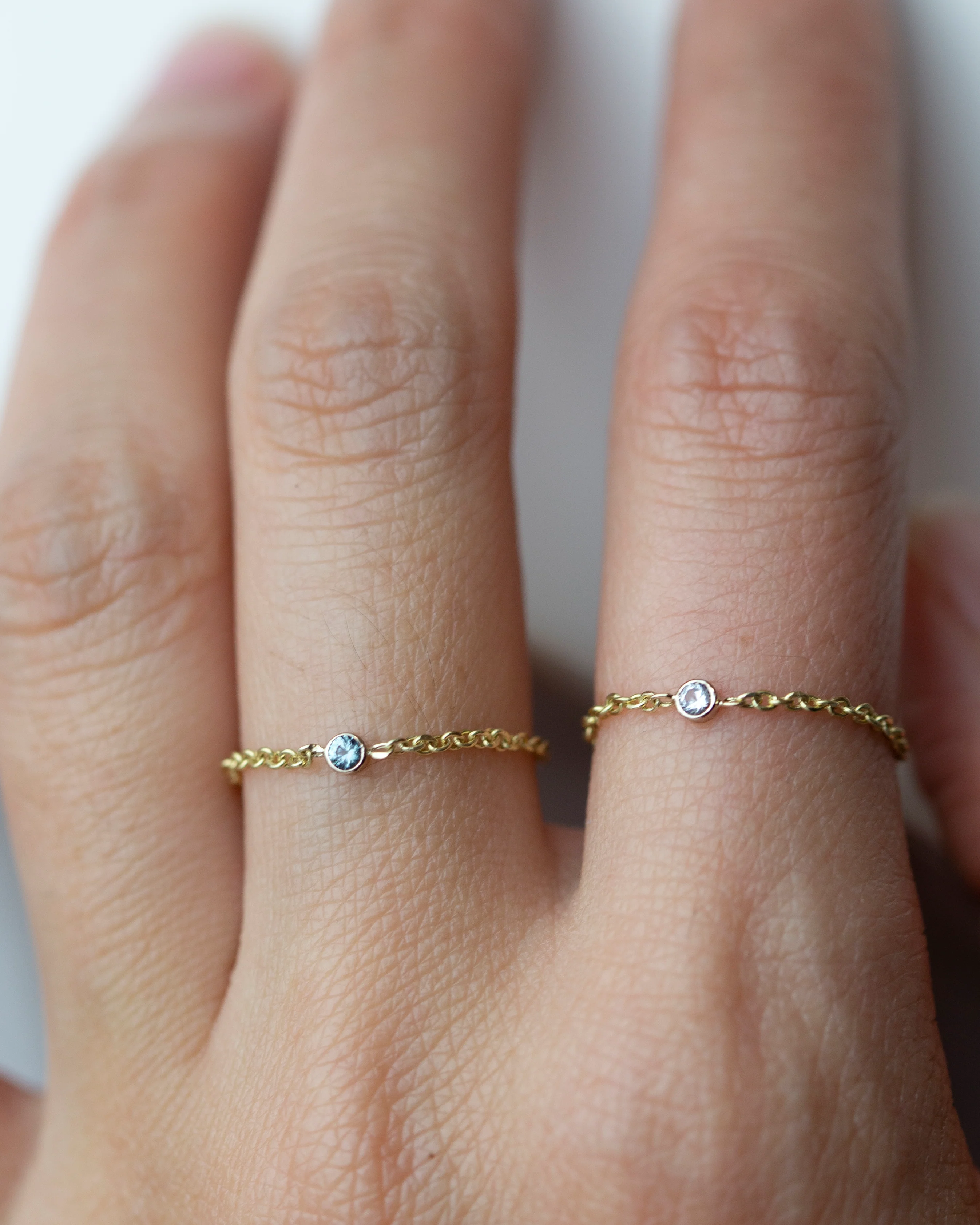 14k Gold Birthstone Chain Ring - Image 8