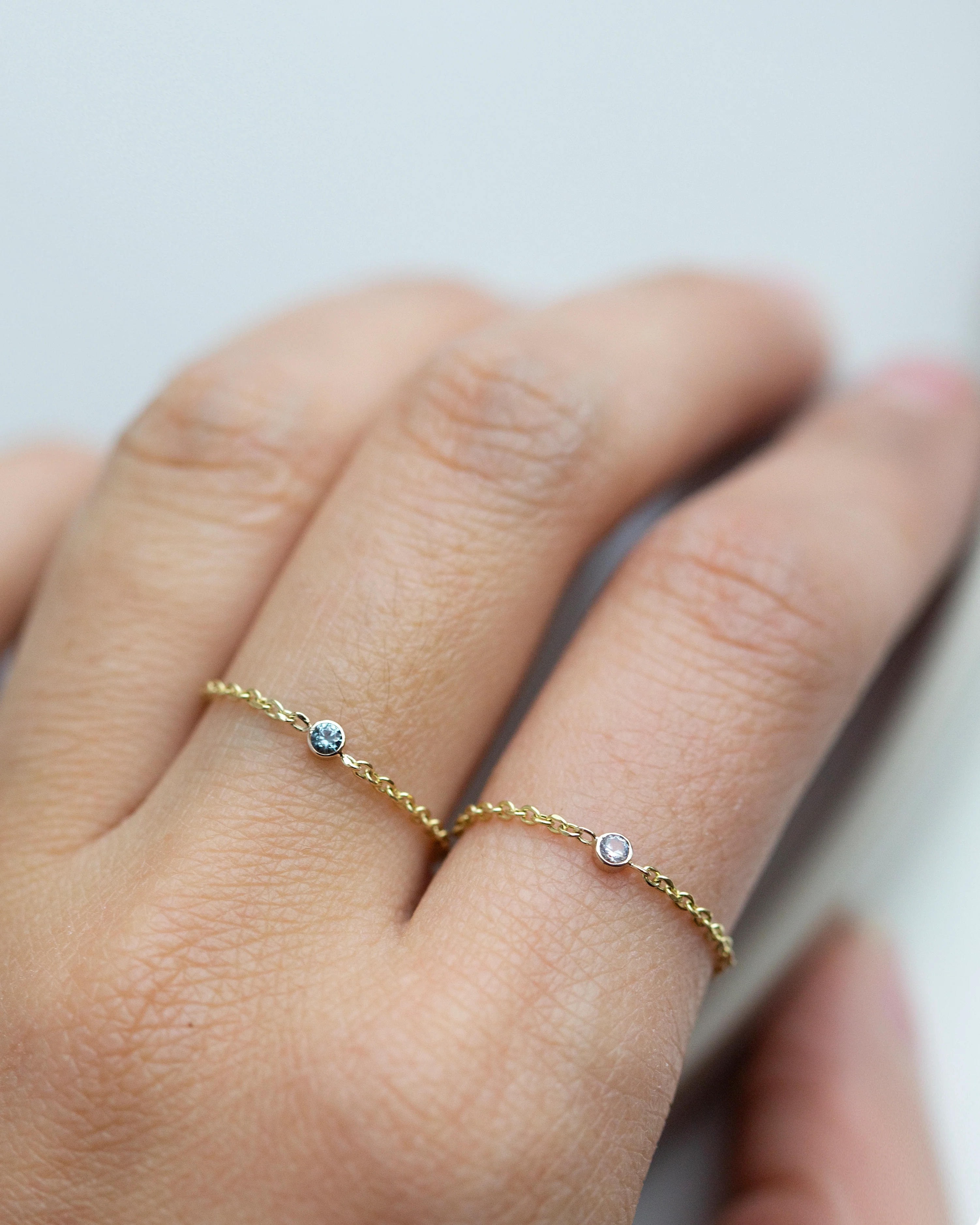 14k Gold Birthstone Chain Ring - Image 9