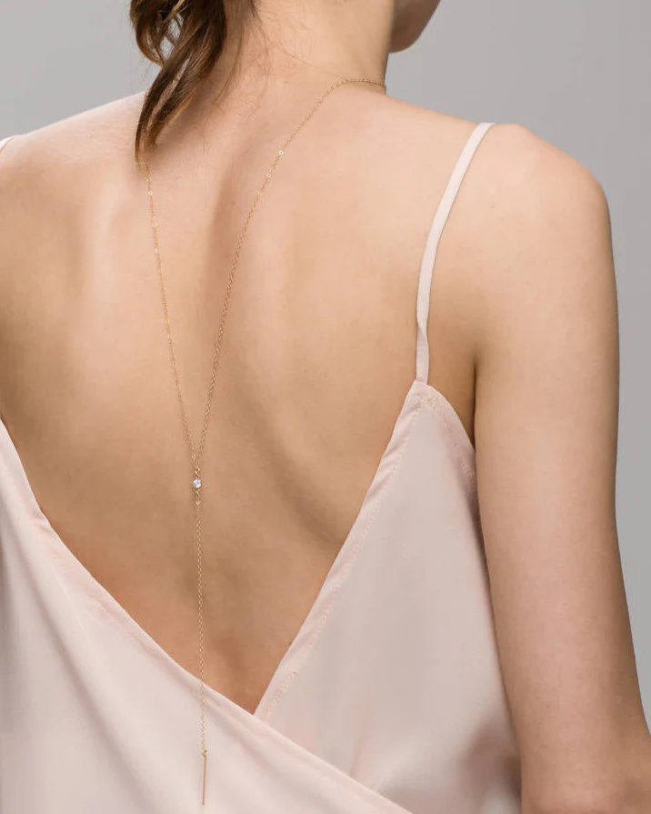 Single CZ Back Necklace - Image 6