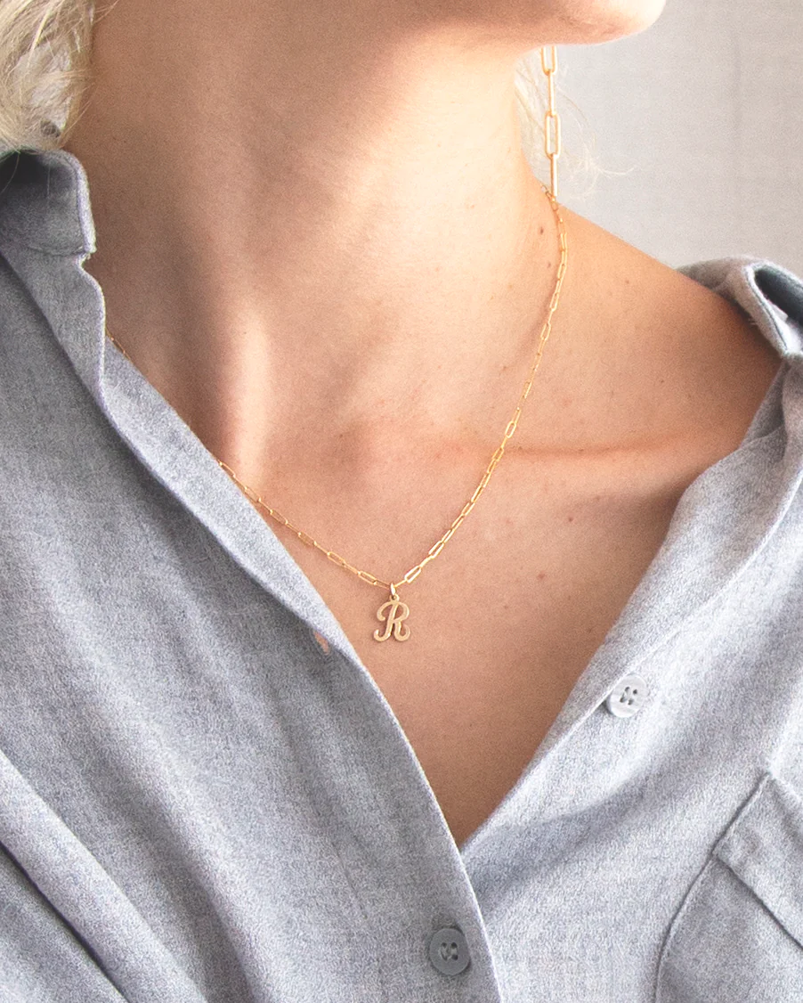 Cursive Initial Charm Necklace - Image 3