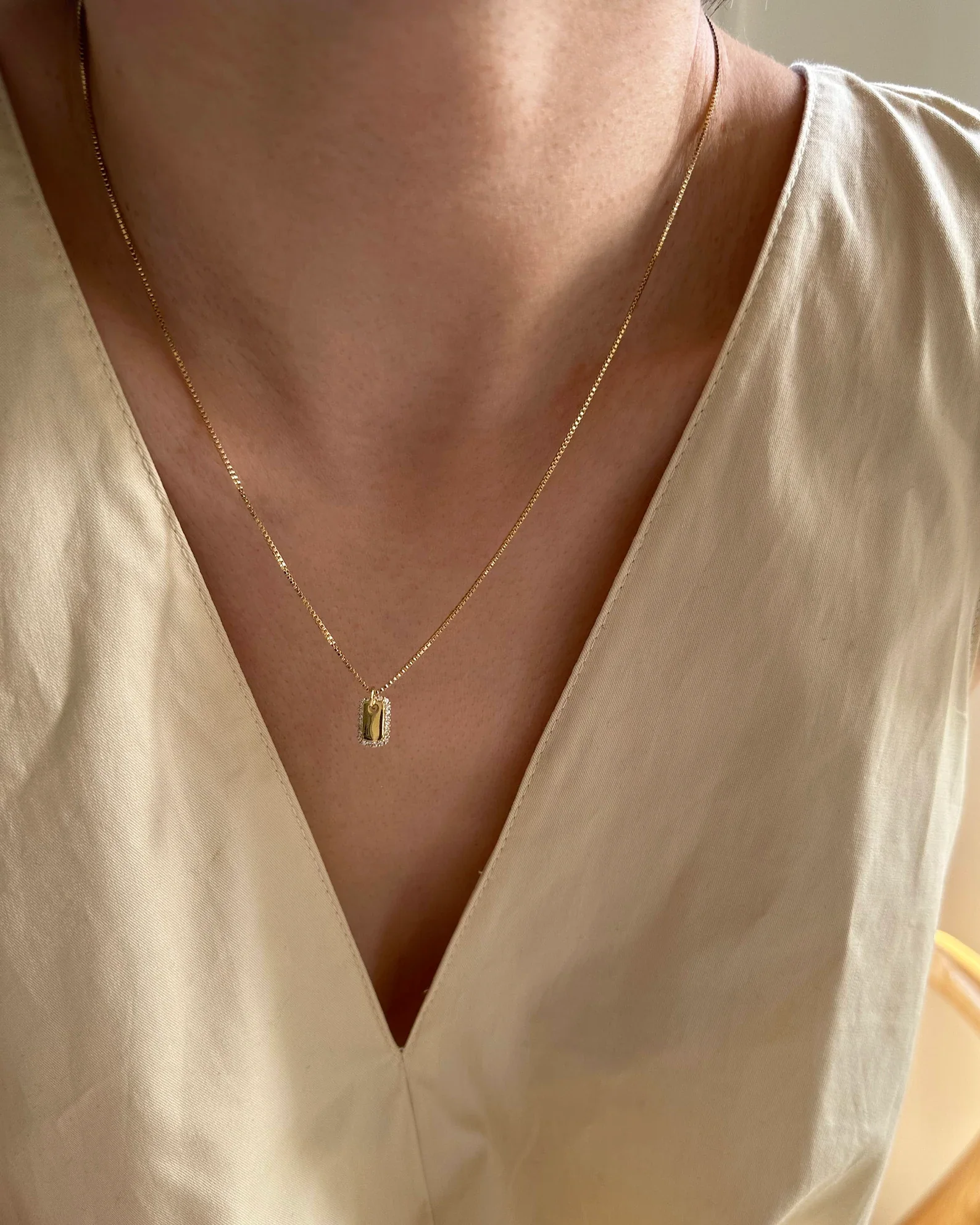 CZ mini bar tag necklace - Image 2