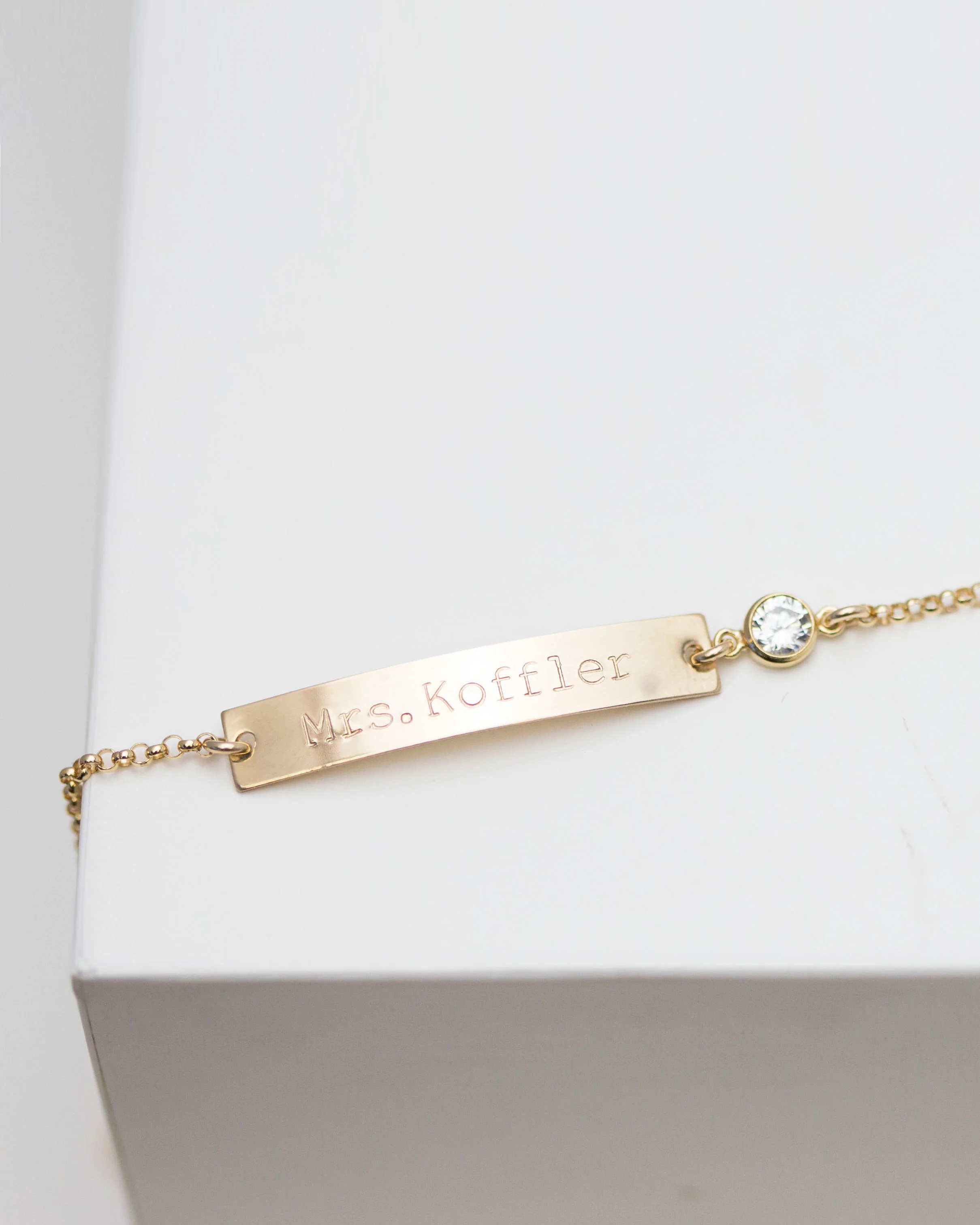 CZ Name Plate Bracelet with Custom Engraving - Image 4