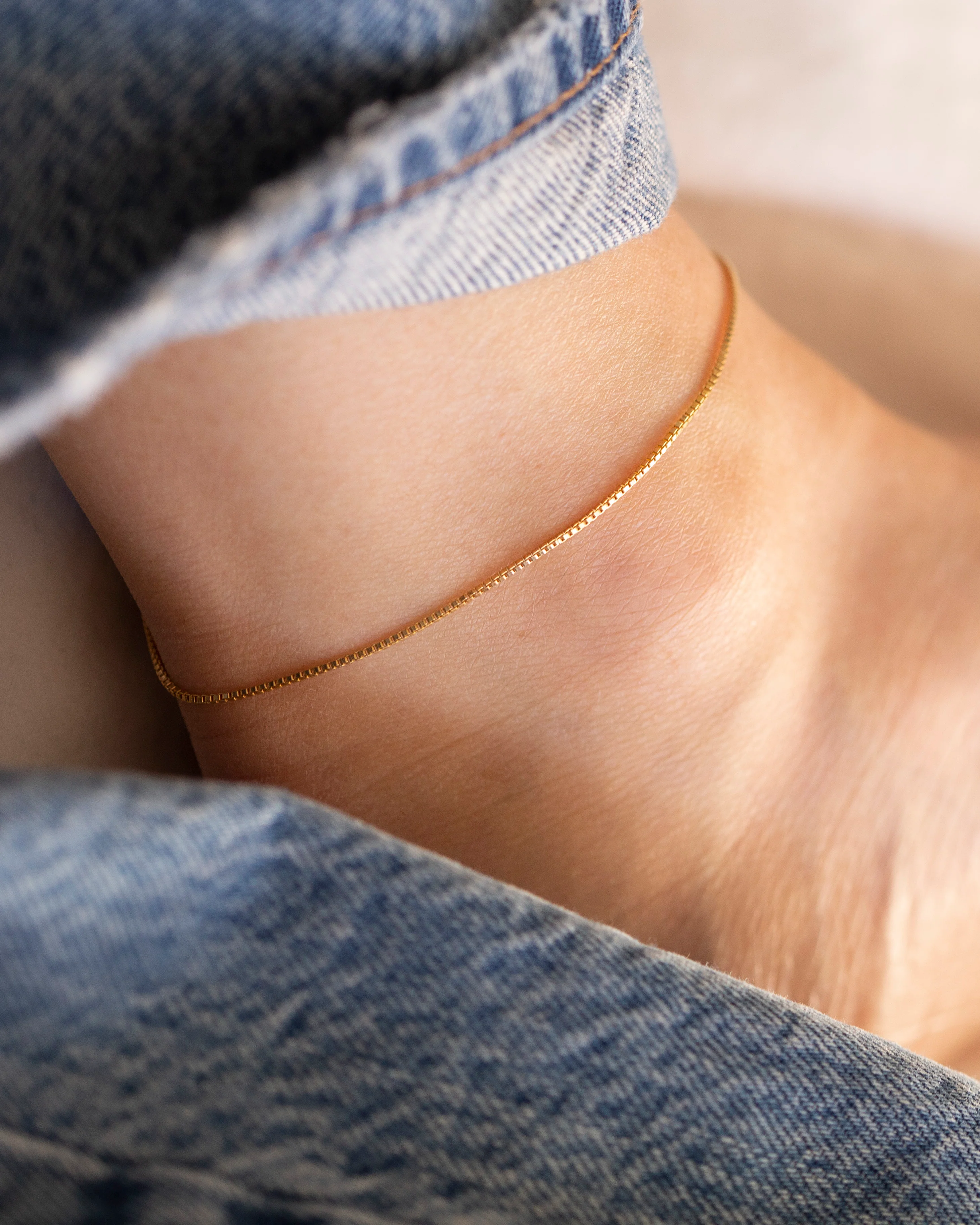 Dainty Box Chain Anklet for Women - Image 2