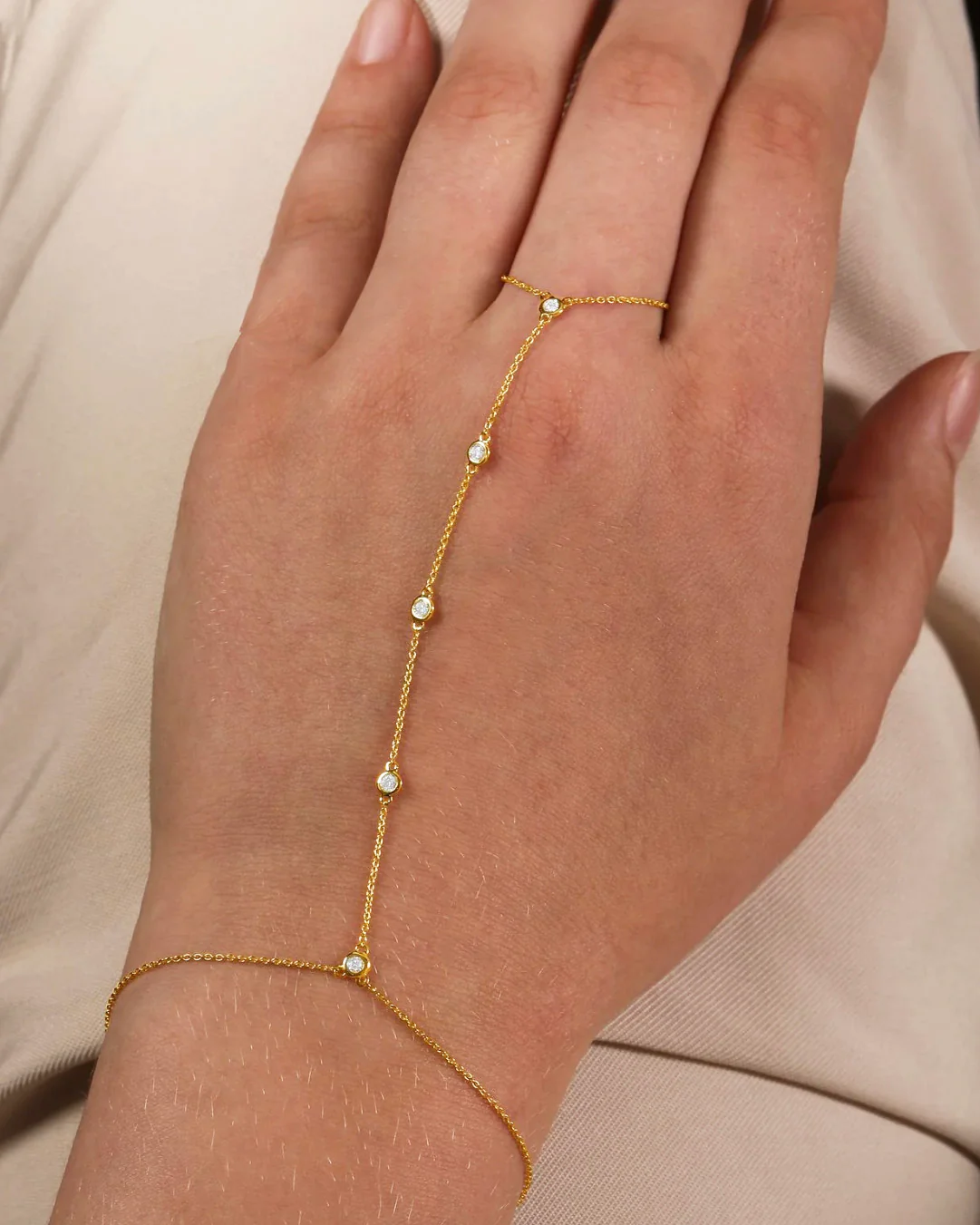 Diamond by Yard Hand Chain Bracelet in 14K Yellow Gold - Image 2