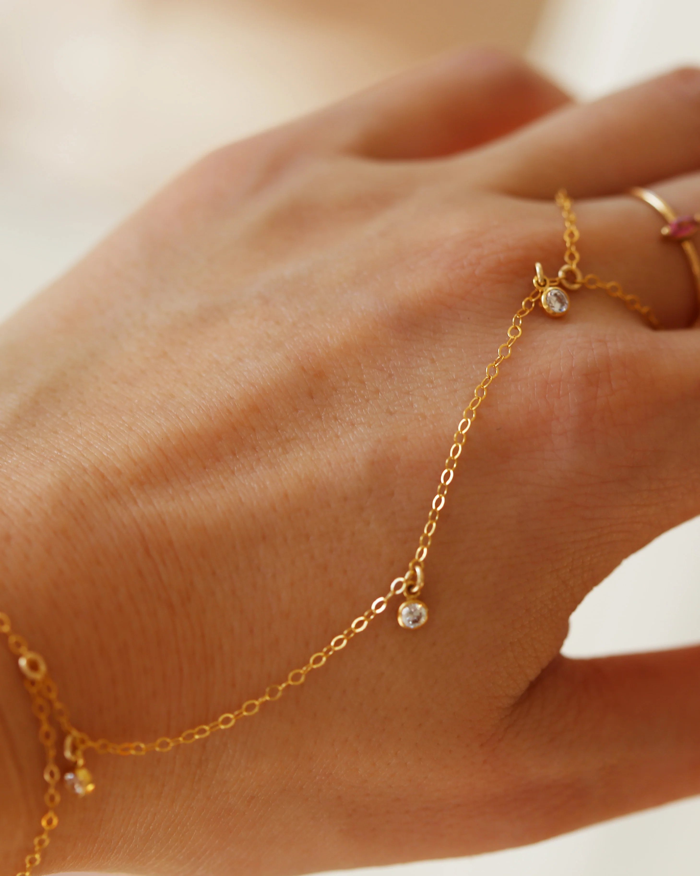 Diamond CZ Dangle Hand Chain - Image 2