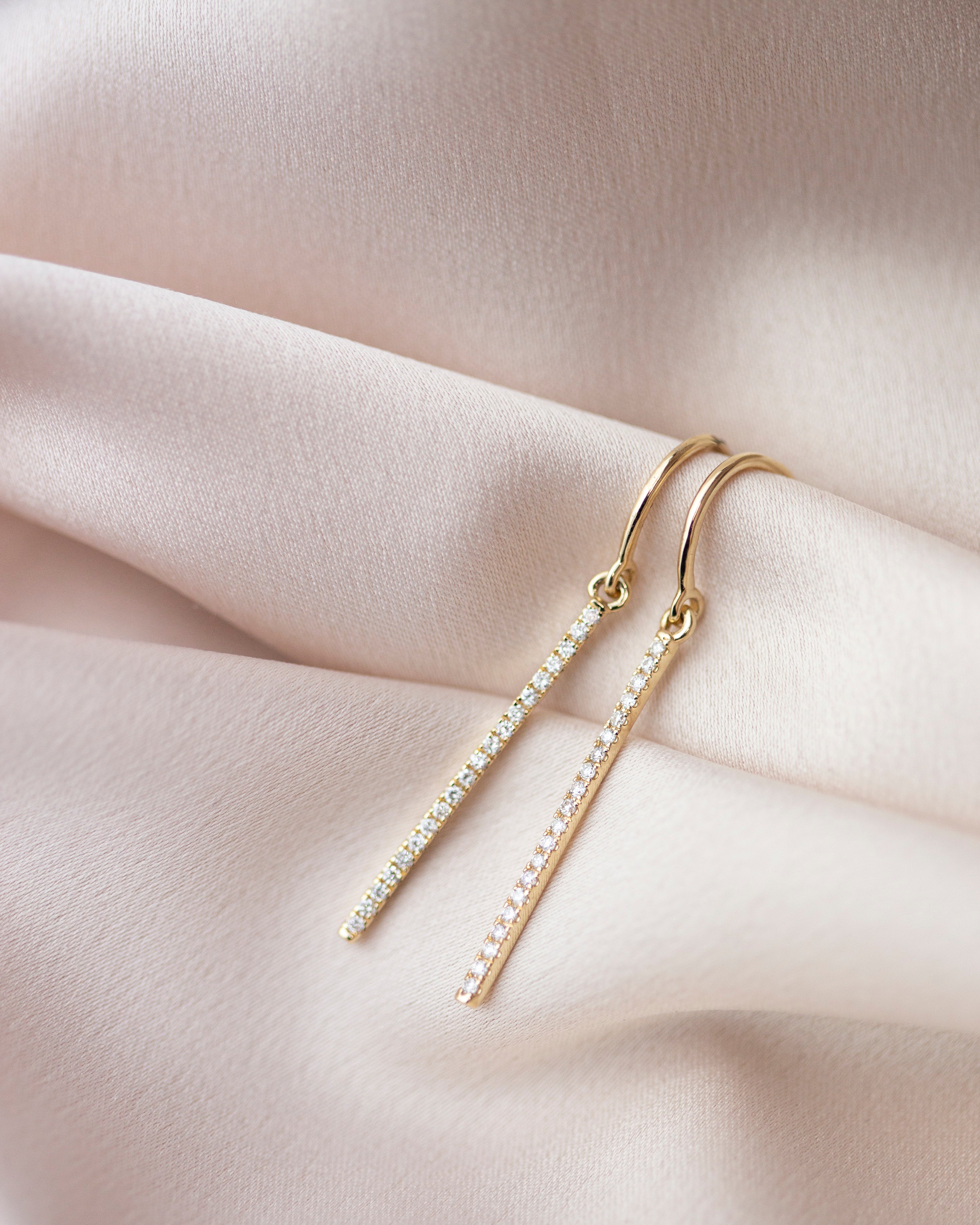 Diamond Drop Bar Earrings - Image 3