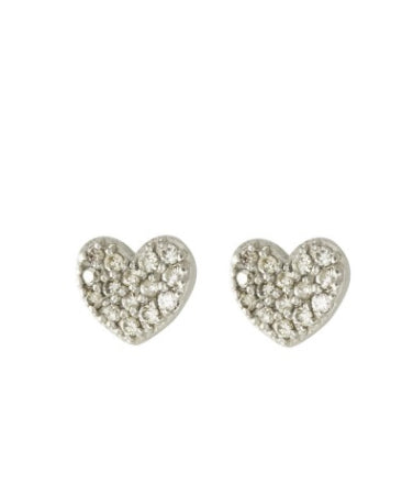 14k Diamond Heart Stud Earrings - Image 2