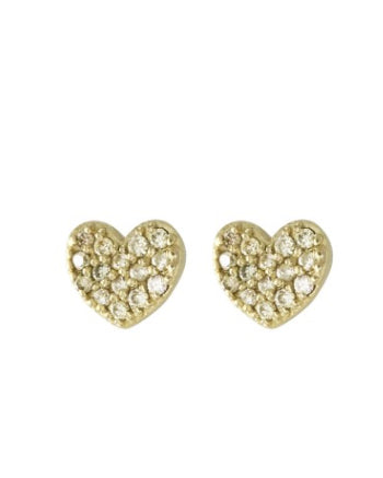 14k Diamond Heart Stud Earrings - Image 3