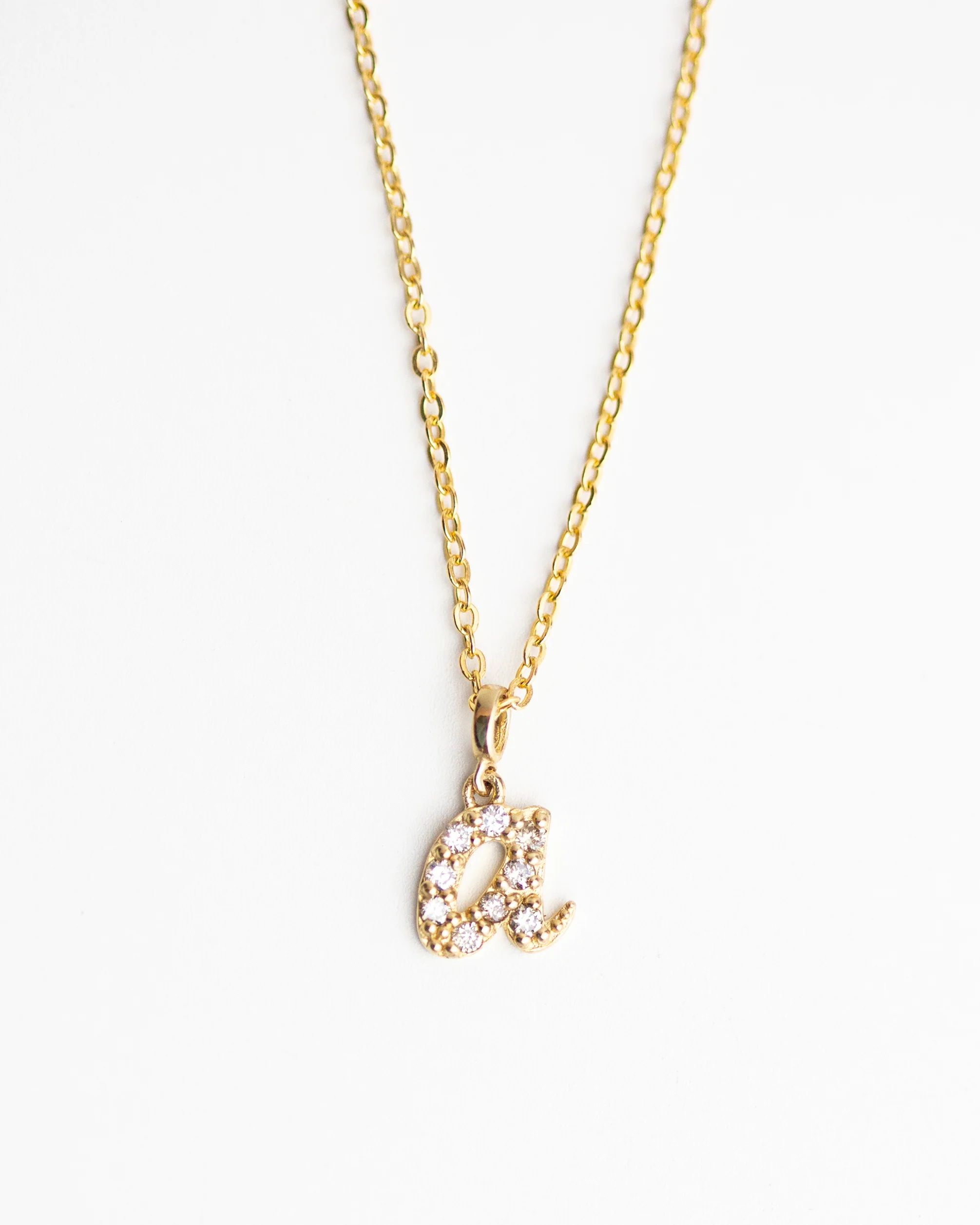 14k Diamond Italic Letter Necklace - Image 5