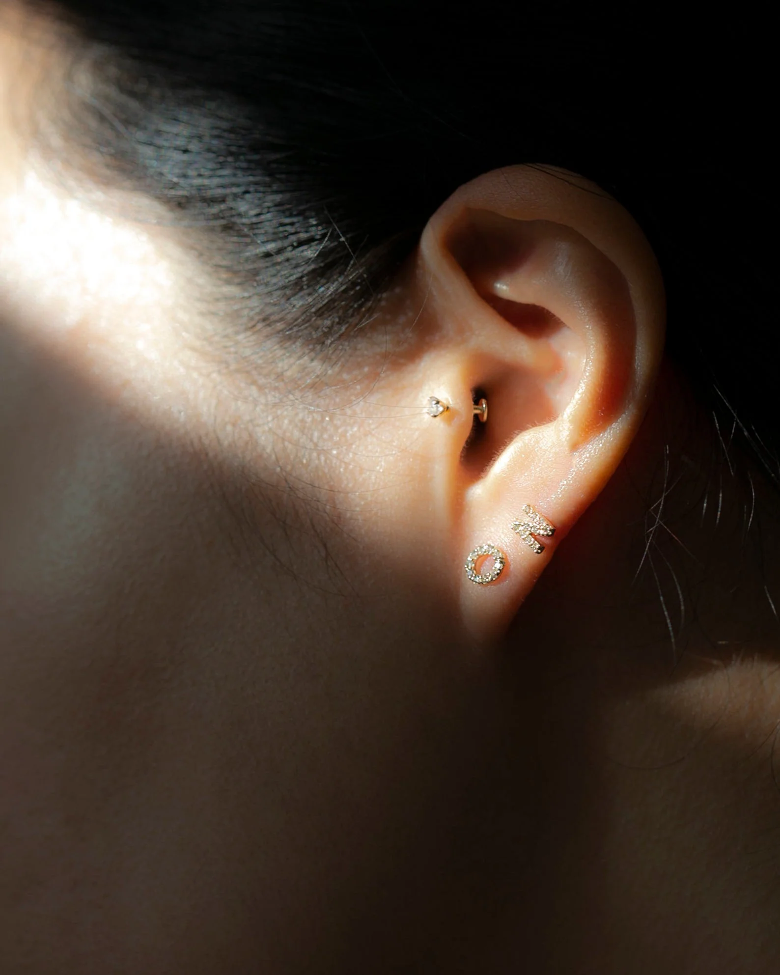 14k Diamond Letter stud Earrings - Image 5