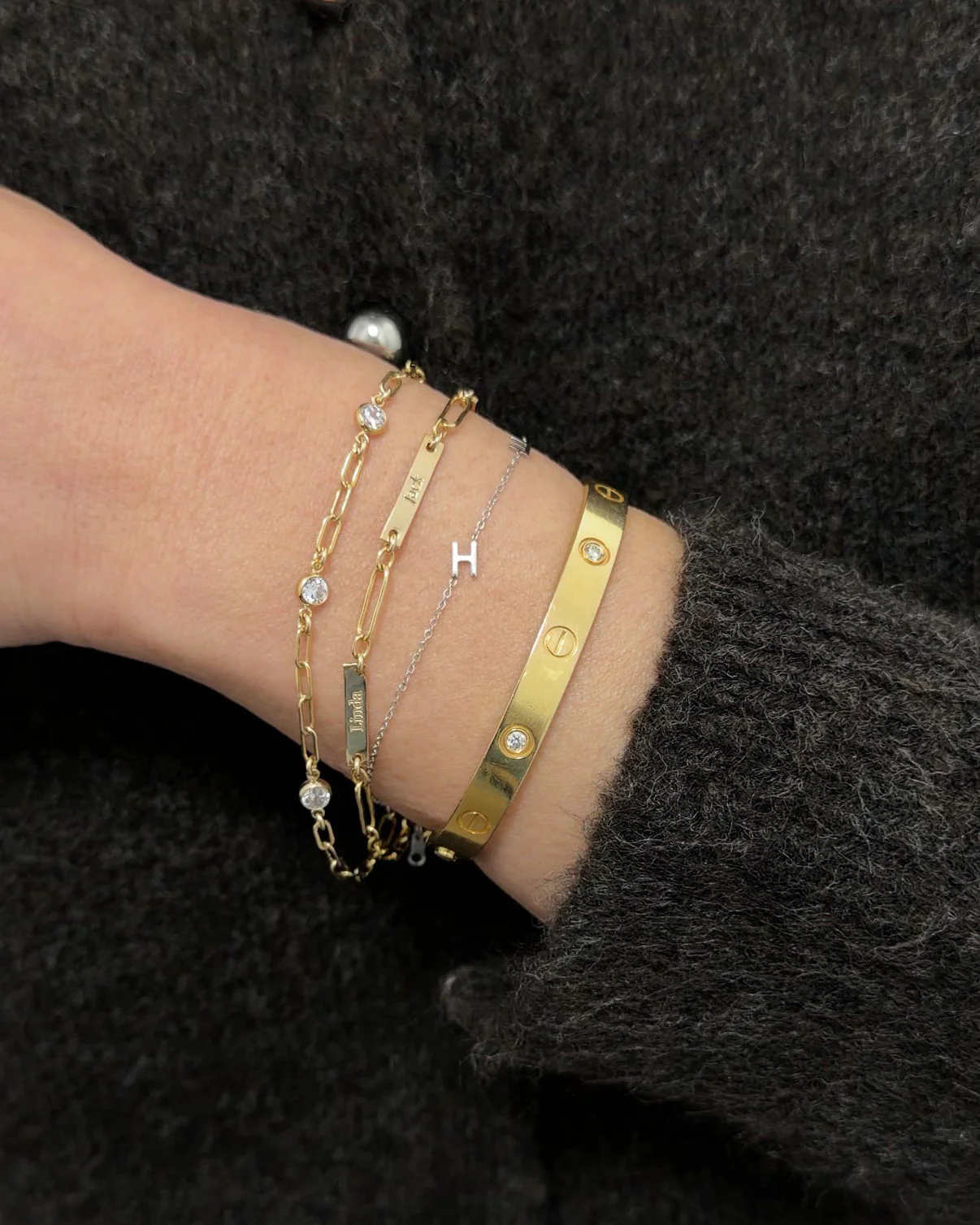 Diamond Link Paperclip Chain Bracelet - Image 3