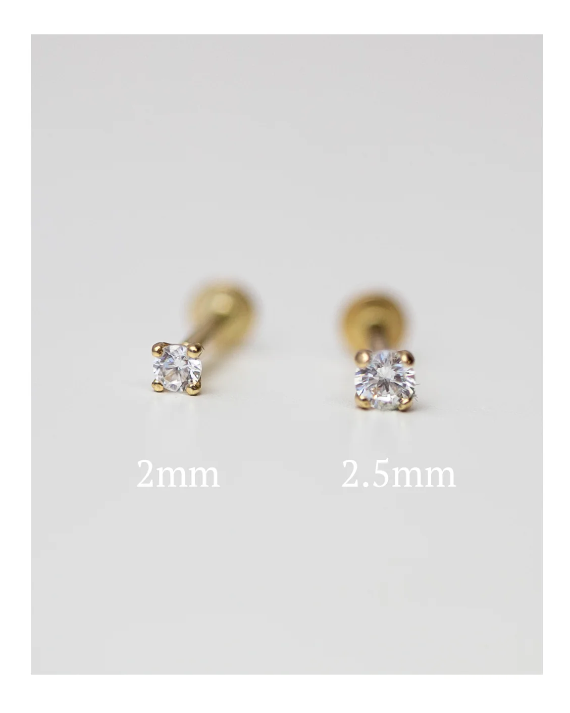 14k Ear Stud for Cartilage with flat back - Image 11