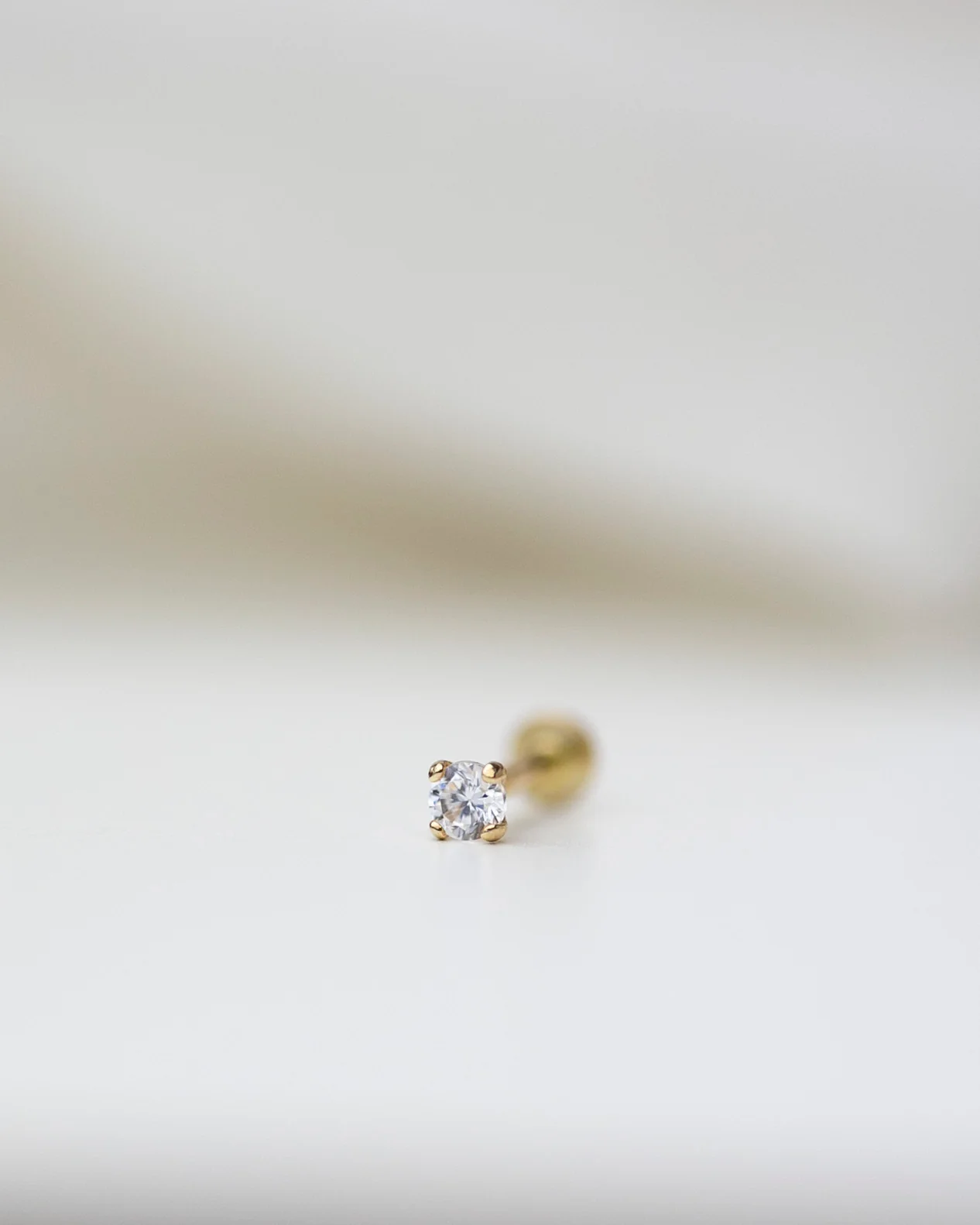 14k Ear Stud for Cartilage with flat back - Image 7
