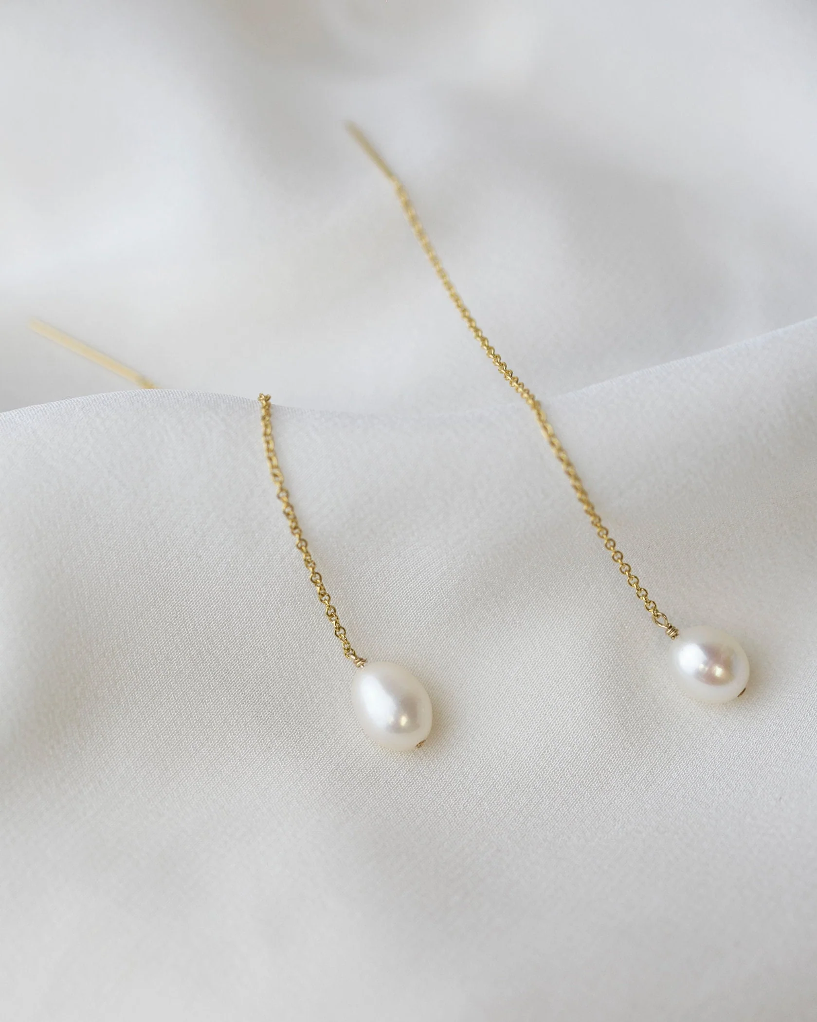 14k Freshwater Pearl Threaders - Image 5
