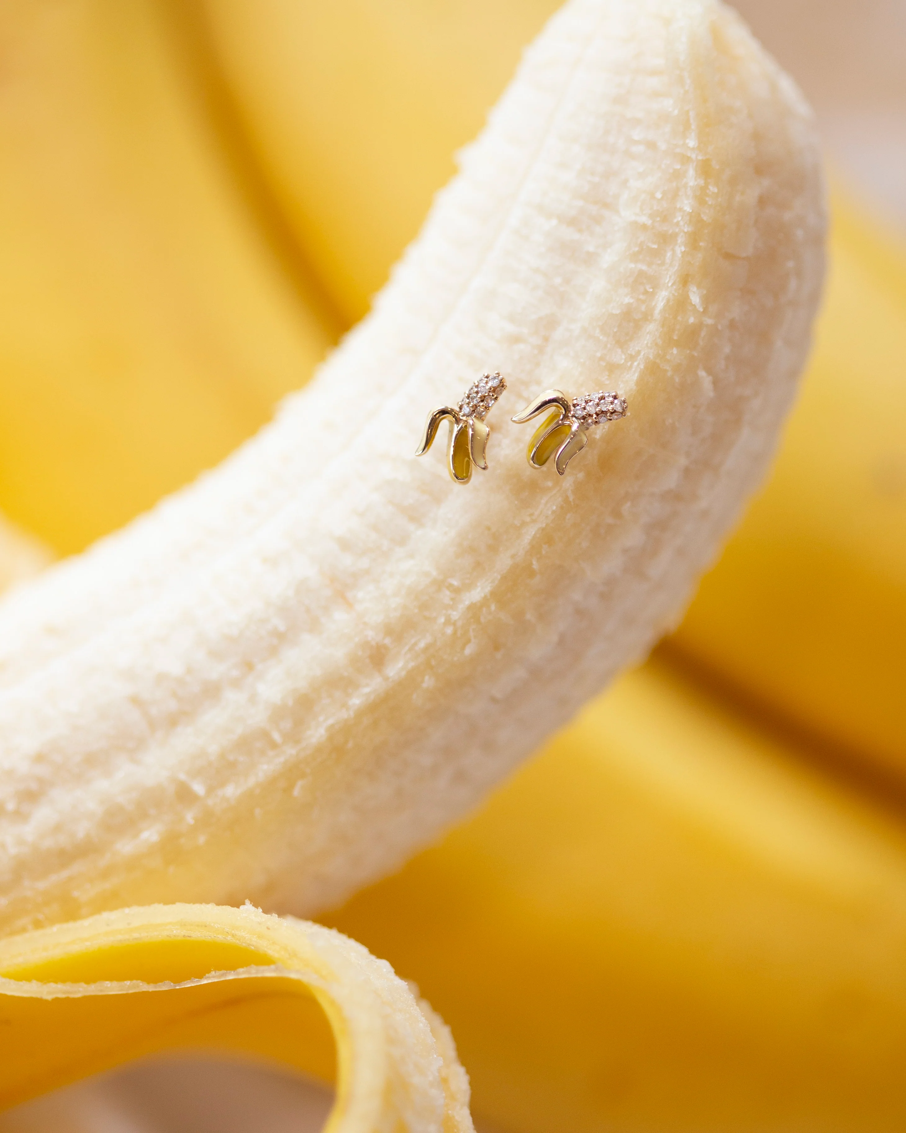Gold & Diamond BANANA Studs - Image 2