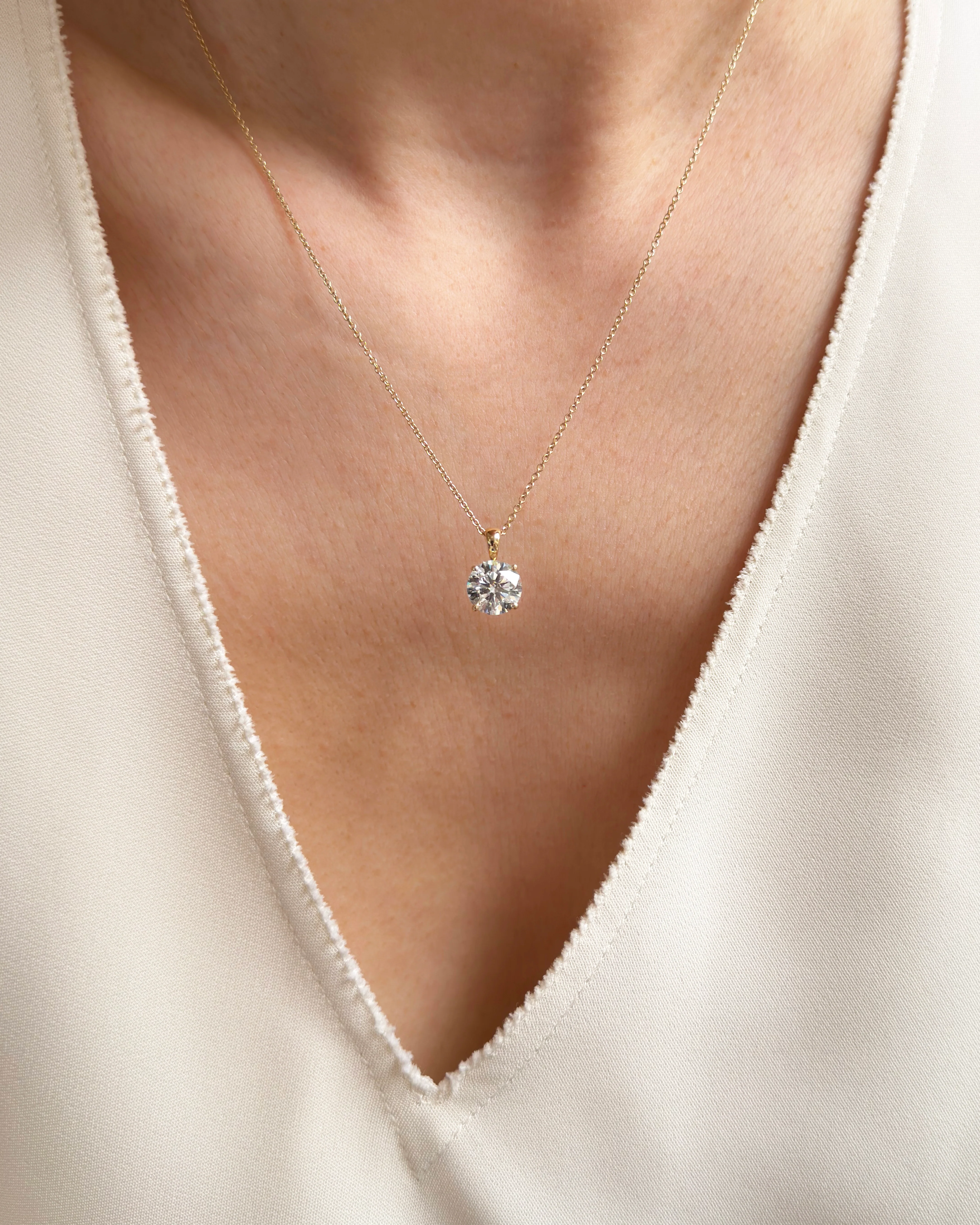 IGI Certified Round Diamond Necklace 14K Gold on Paperclip Chain - Image 5