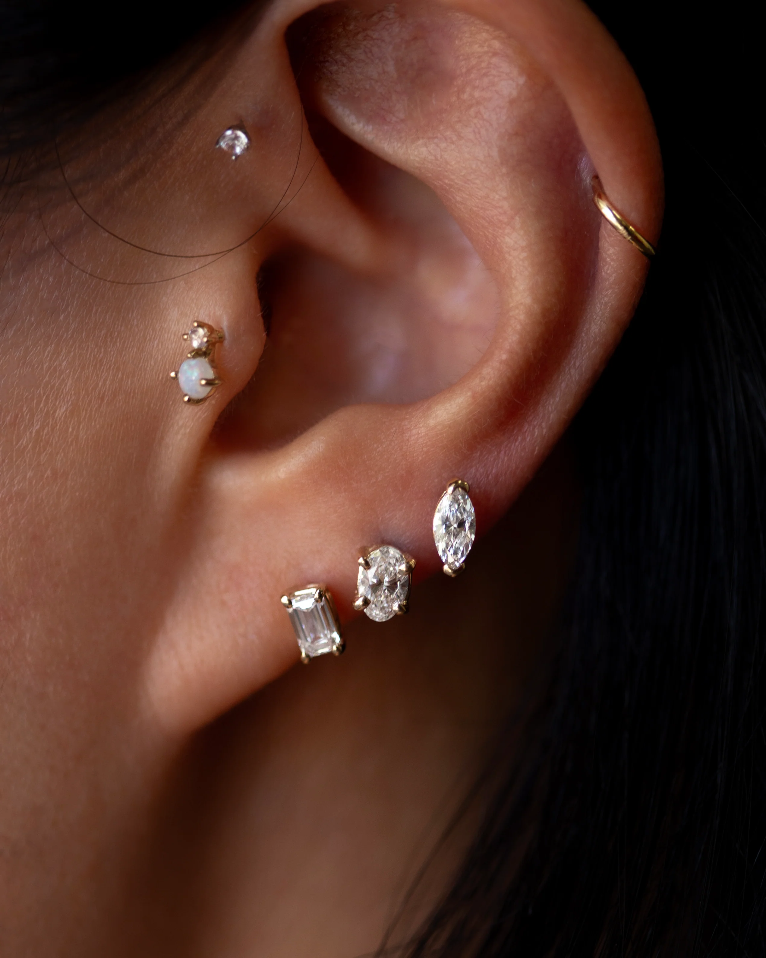 Lab-Grown Diamond Stud Earrings in 14K Solid Gold | Emerald, Oval & Marquise Cuts - Image 2