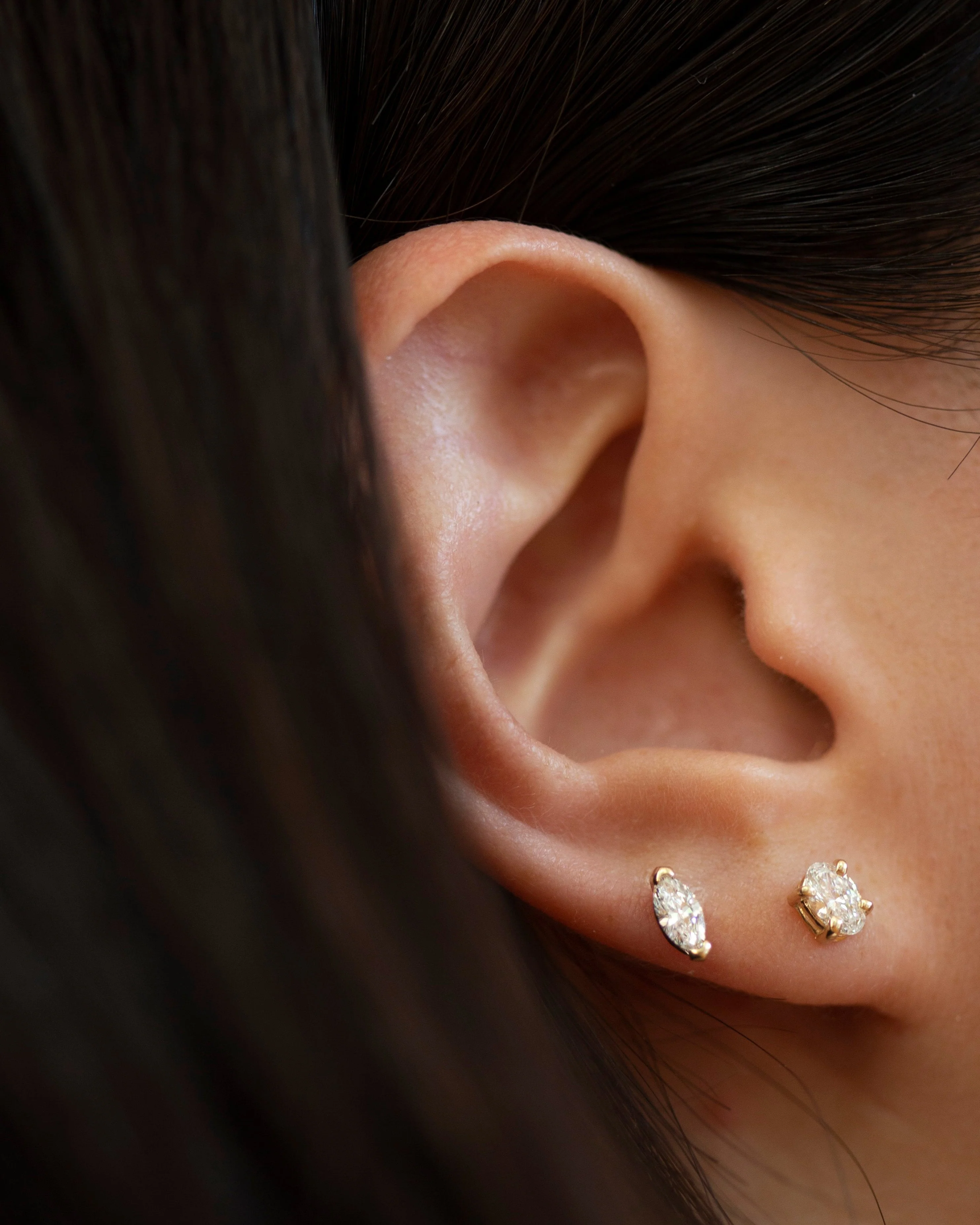 Lab-Grown Diamond Stud Earrings in 14K Solid Gold | Emerald, Oval & Marquise Cuts - Image 4