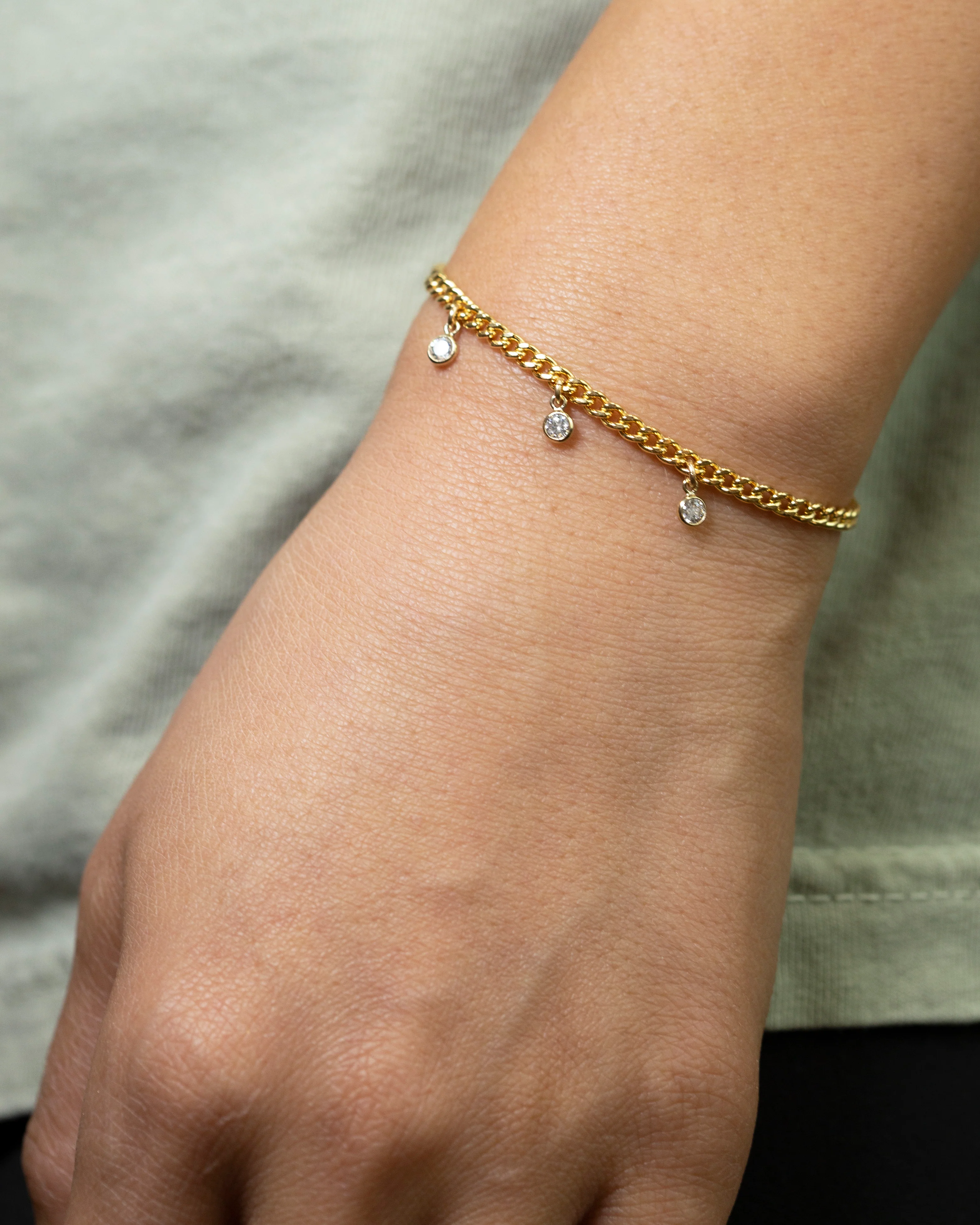 Mini Cuban CZ Dangle Bracelet - Image 2