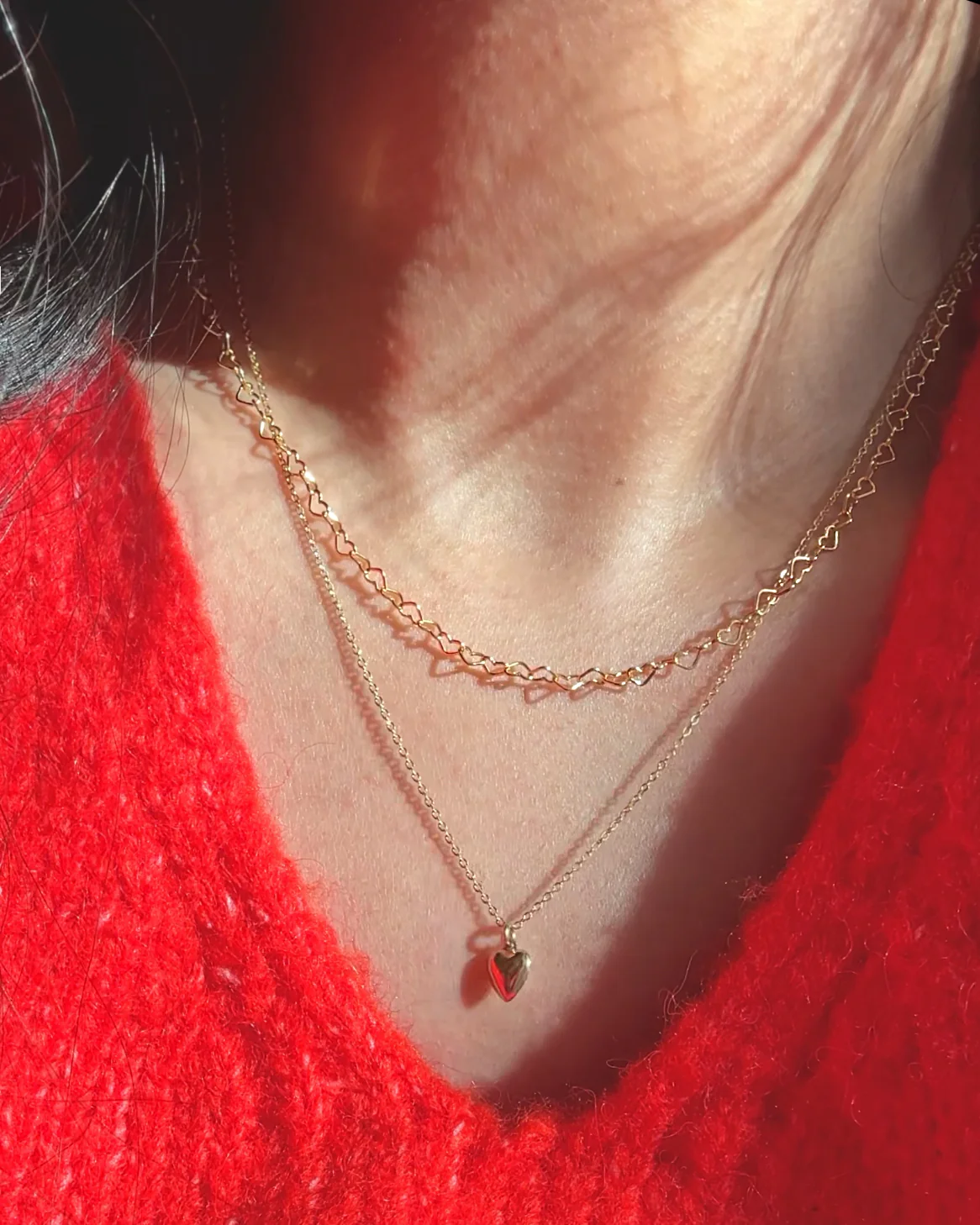 Mini Heart Link Chain Necklace - Image 3