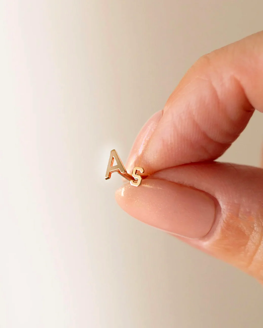 Mini Letter stud earring with flat back