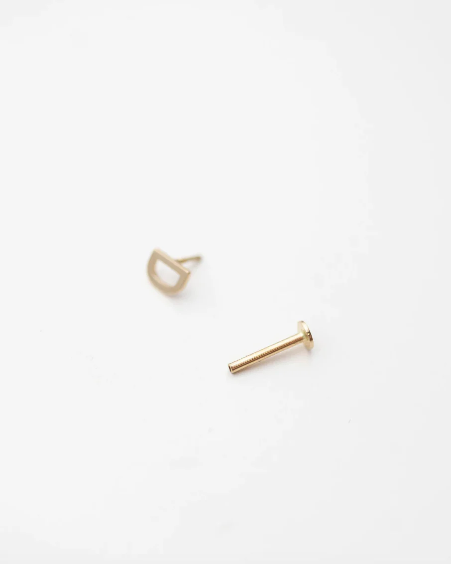 Mini Letter stud earring with flat back - Image 2