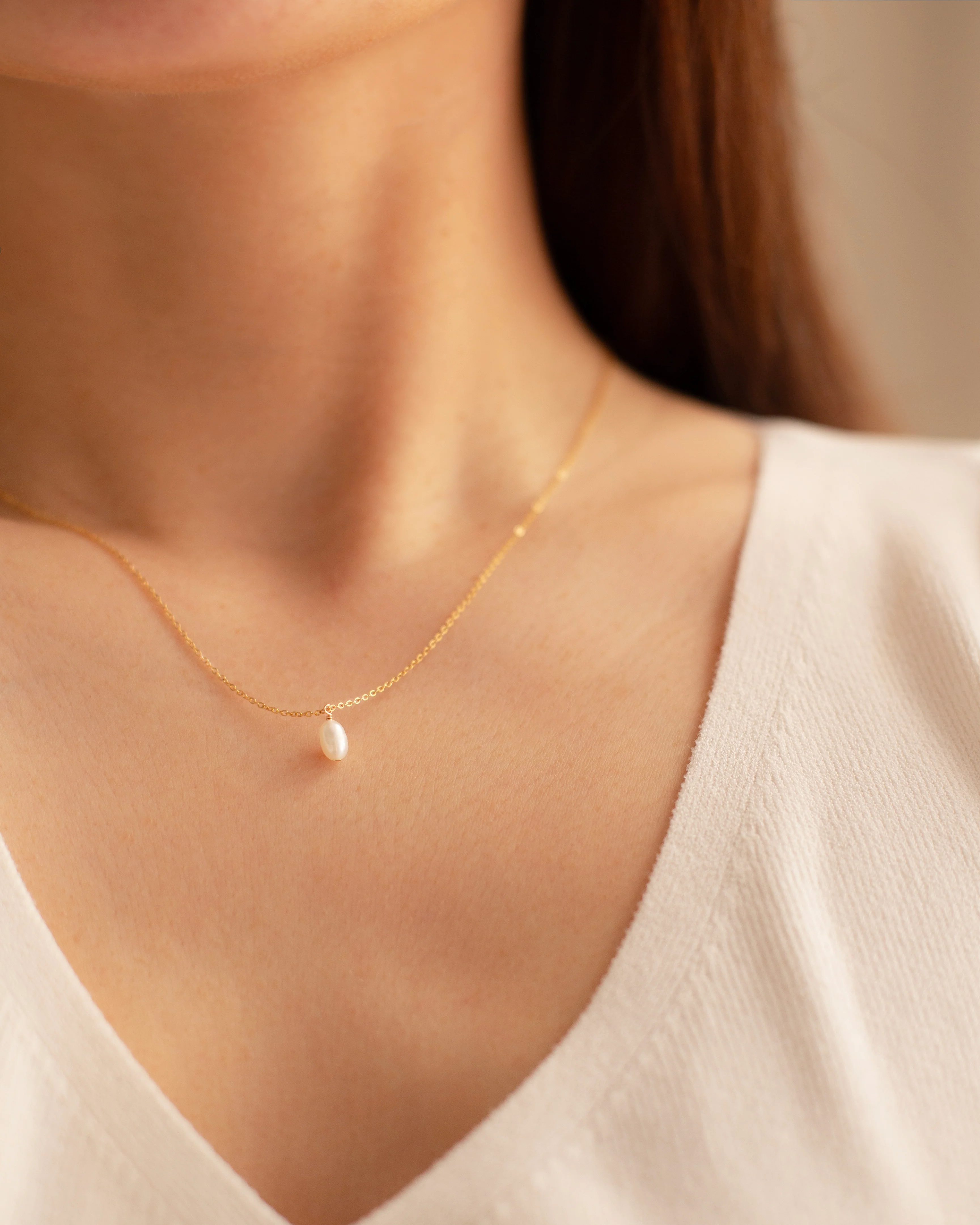 Mini Oval Pearl Drop Necklace - Image 2