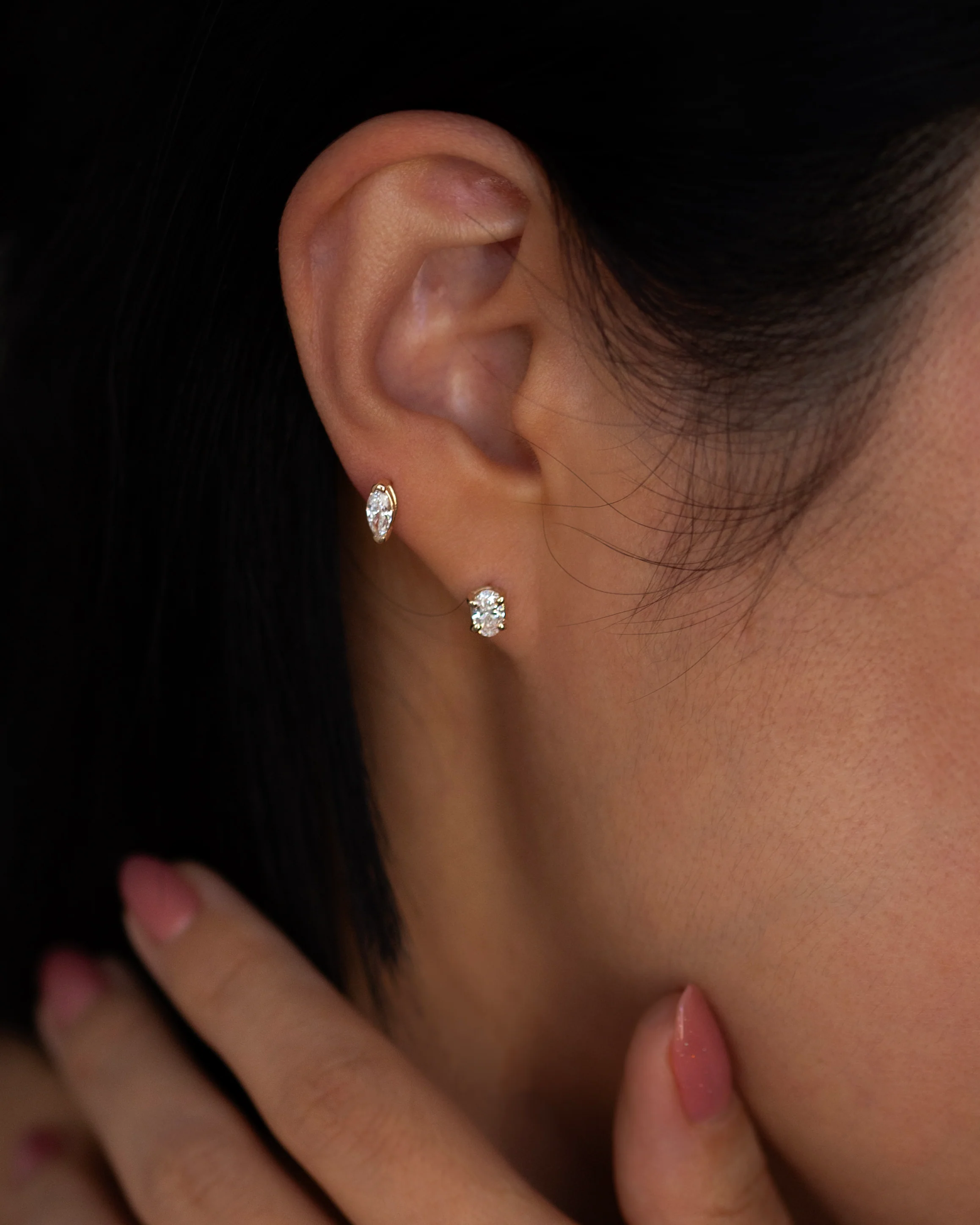 Oval Diamond Earrings - Image 8