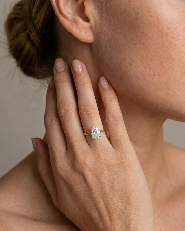 Oval Lab Grown Diamond Solitaire Ring | VVS D-E Color Oval Engagement Ring | Minimalist 14K 18K Gold Ring | 1ct 2ct 3ct Diamond Ring