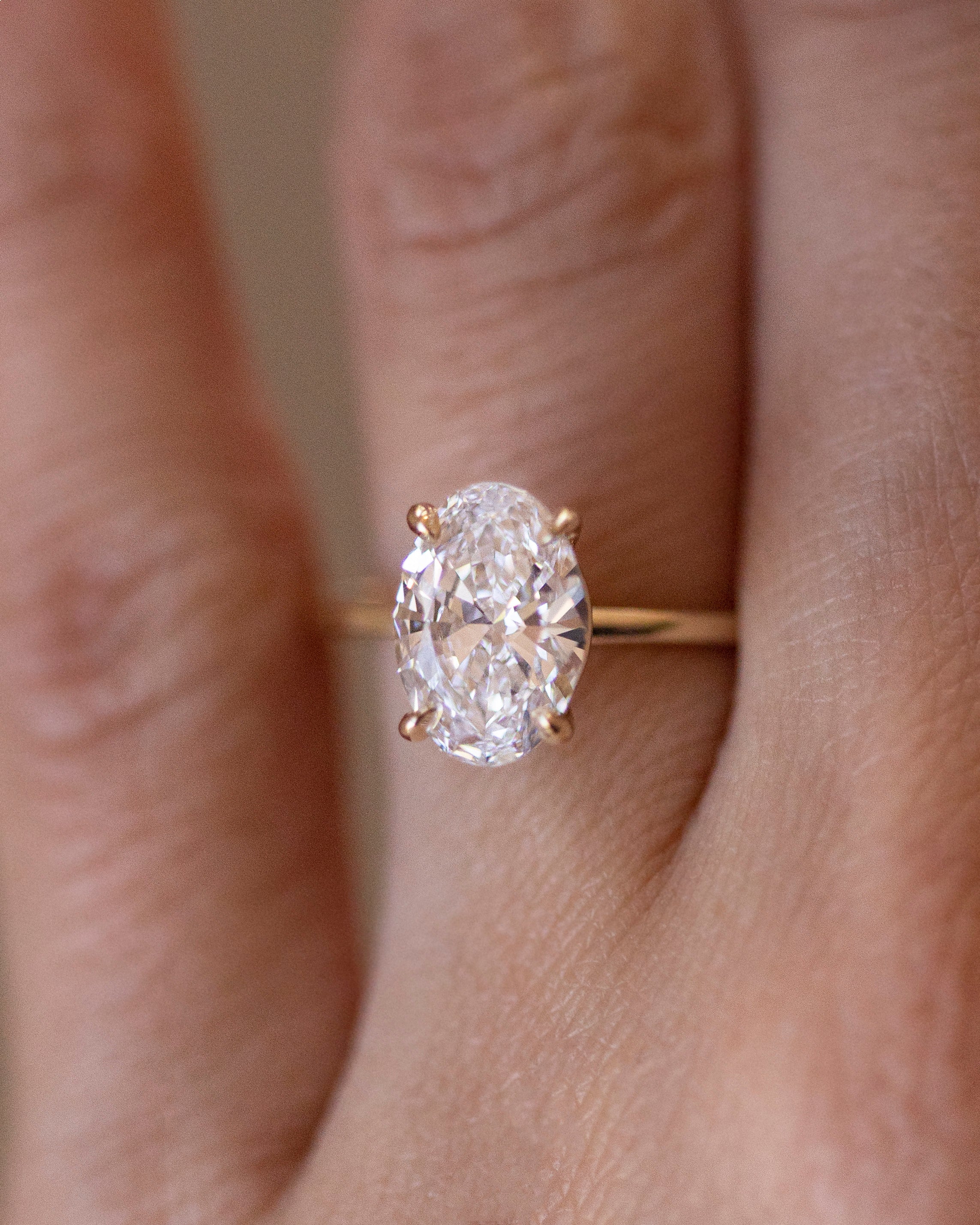 Oval Lab Grown Diamond Solitaire Ring | VVS D-E Color Oval Engagement Ring | Minimalist 14K 18K Gold Ring | 1ct 2ct 3ct Diamond Ring - Image 2