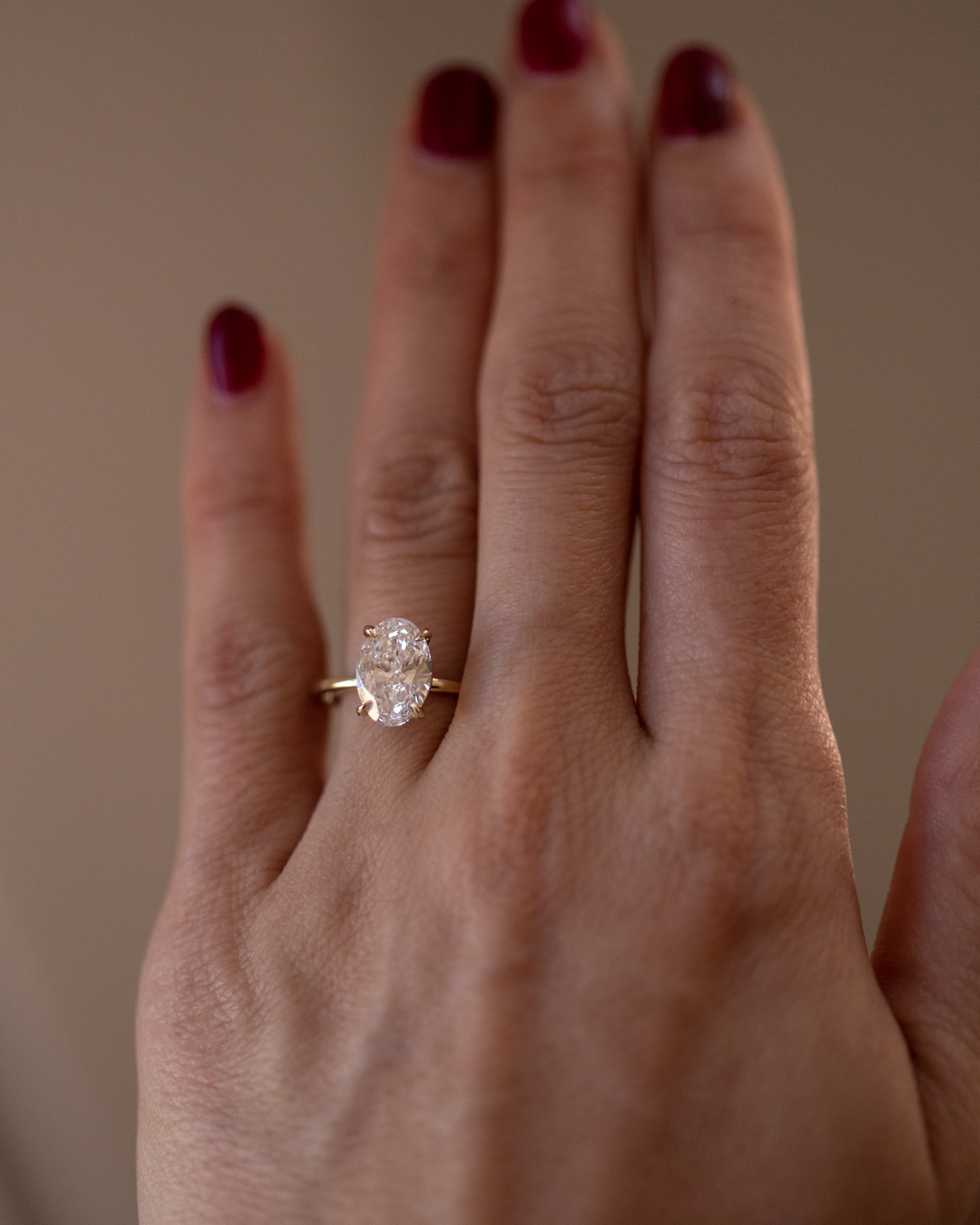 Oval Lab Grown Diamond Solitaire Ring | VVS D-E Color Oval Engagement Ring | Minimalist 14K 18K Gold Ring | 1ct 2ct 3ct Diamond Ring - Image 3