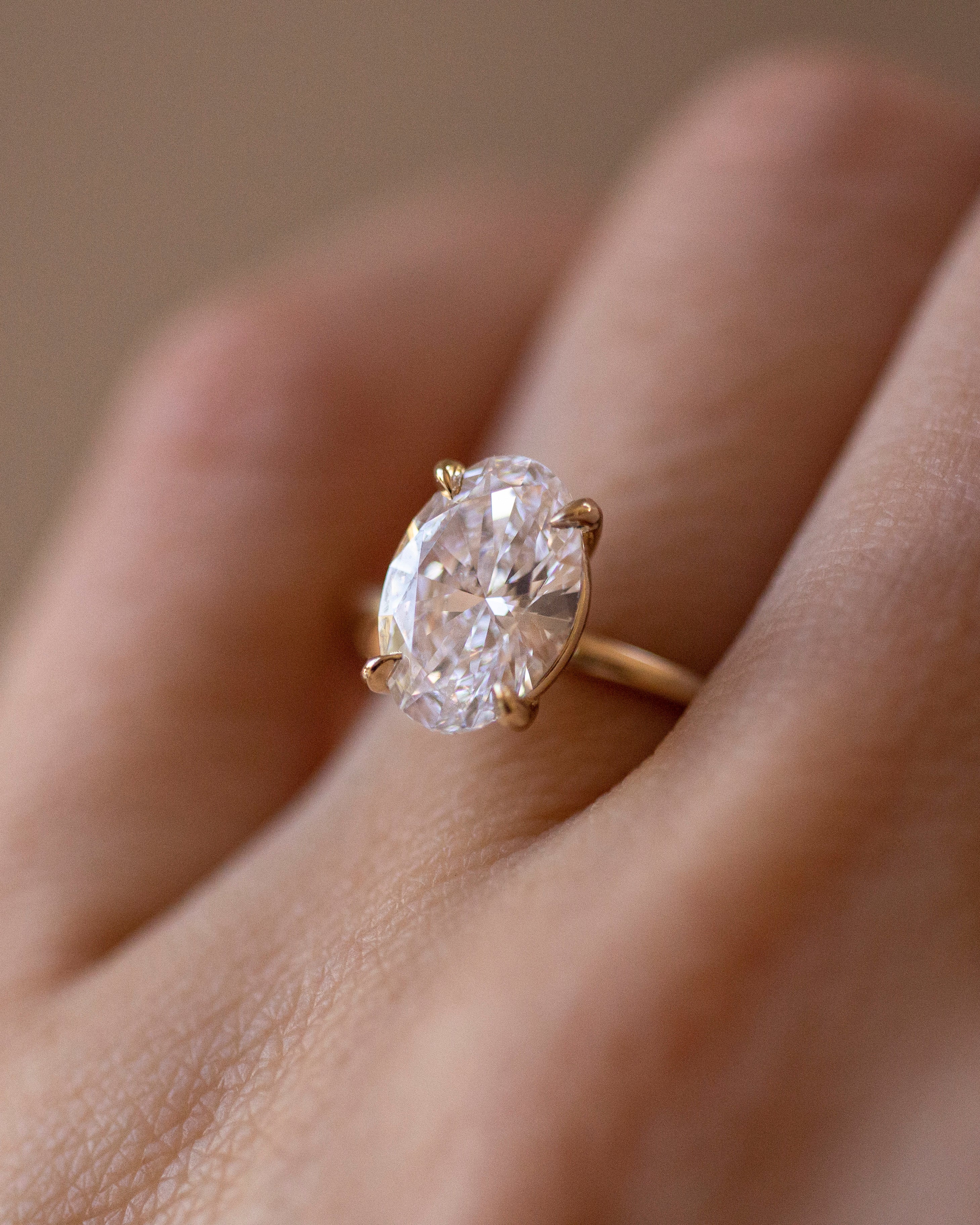 Oval Lab Grown Diamond Solitaire Ring | VVS D-E Color Oval Engagement Ring | Minimalist 14K 18K Gold Ring | 1ct 2ct 3ct Diamond Ring - Image 4