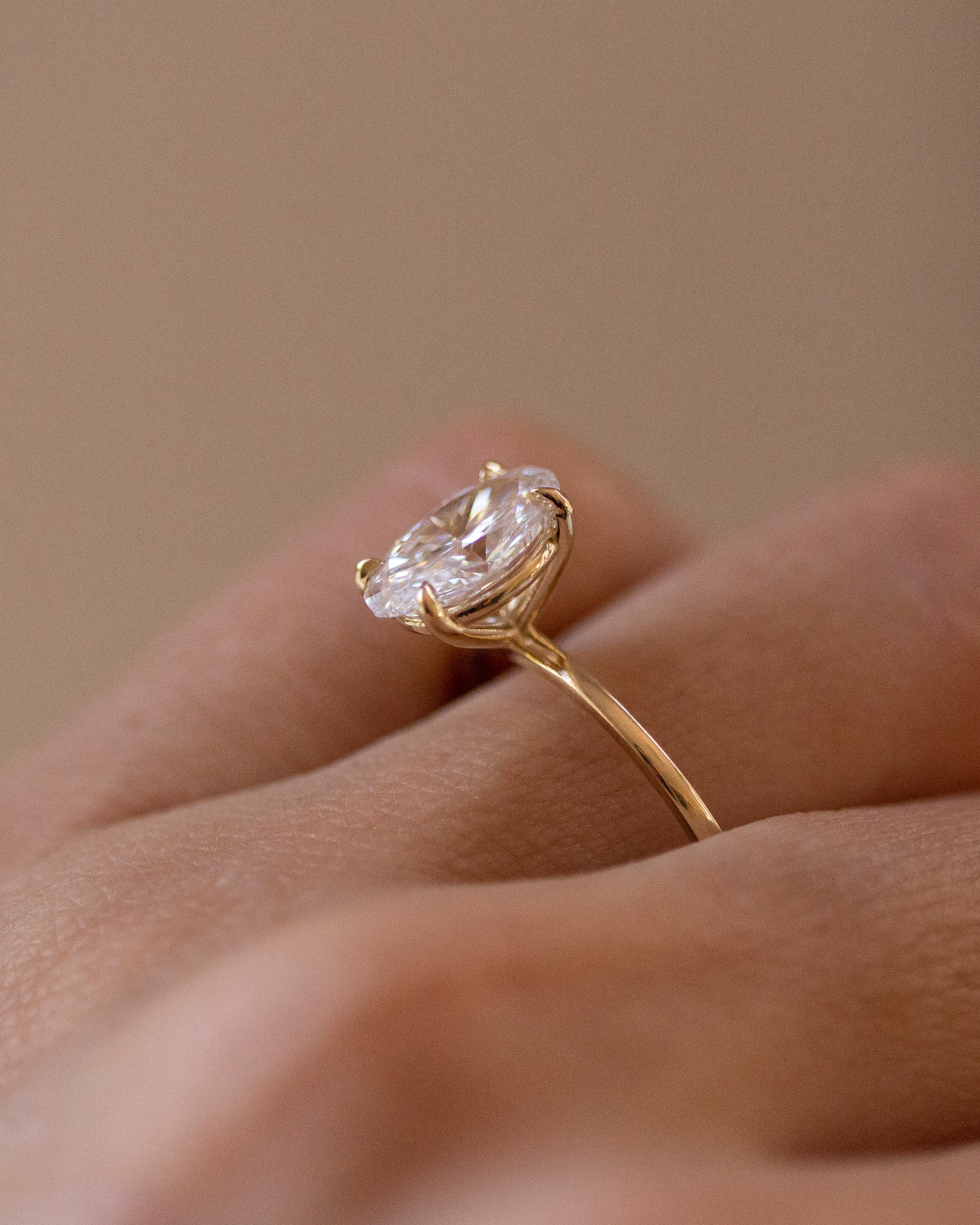 Oval Lab Grown Diamond Solitaire Ring | VVS D-E Color Oval Engagement Ring | Minimalist 14K 18K Gold Ring | 1ct 2ct 3ct Diamond Ring - Image 5