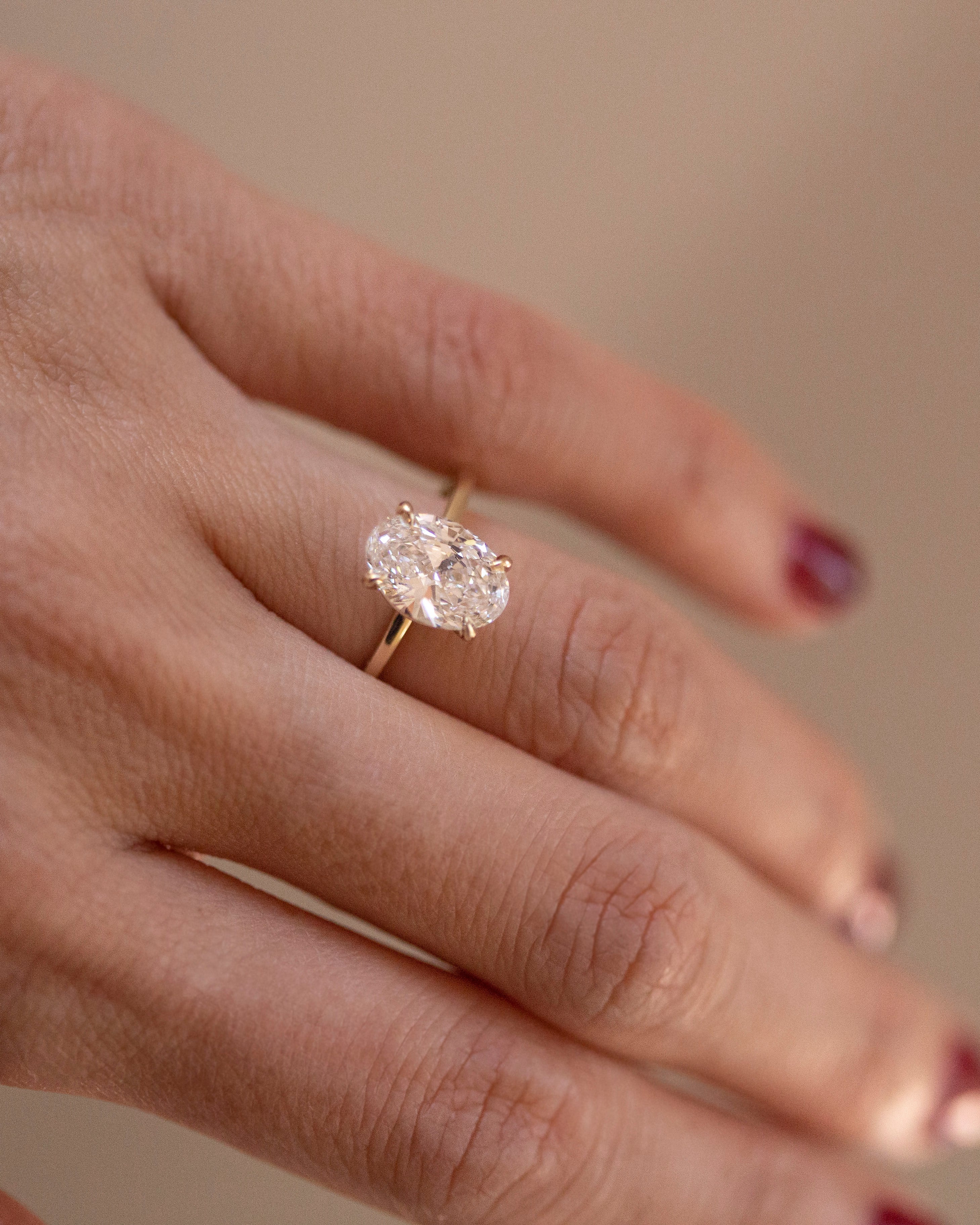 Oval Lab Grown Diamond Solitaire Ring | VVS D-E Color Oval Engagement Ring | Minimalist 14K 18K Gold Ring | 1ct 2ct 3ct Diamond Ring - Image 6