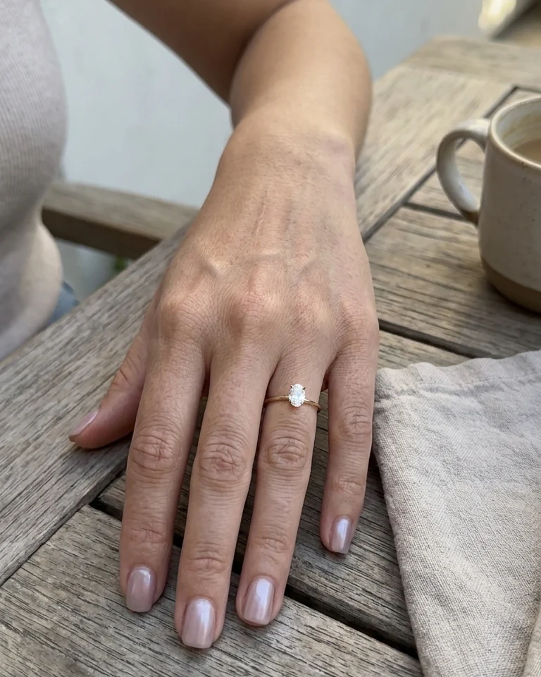 Oval Lab Grown Diamond Solitaire Ring | VVS D-E Color Oval Engagement Ring | Minimalist 14K 18K Gold Ring | 1ct 2ct 3ct Diamond Ring - Image 7