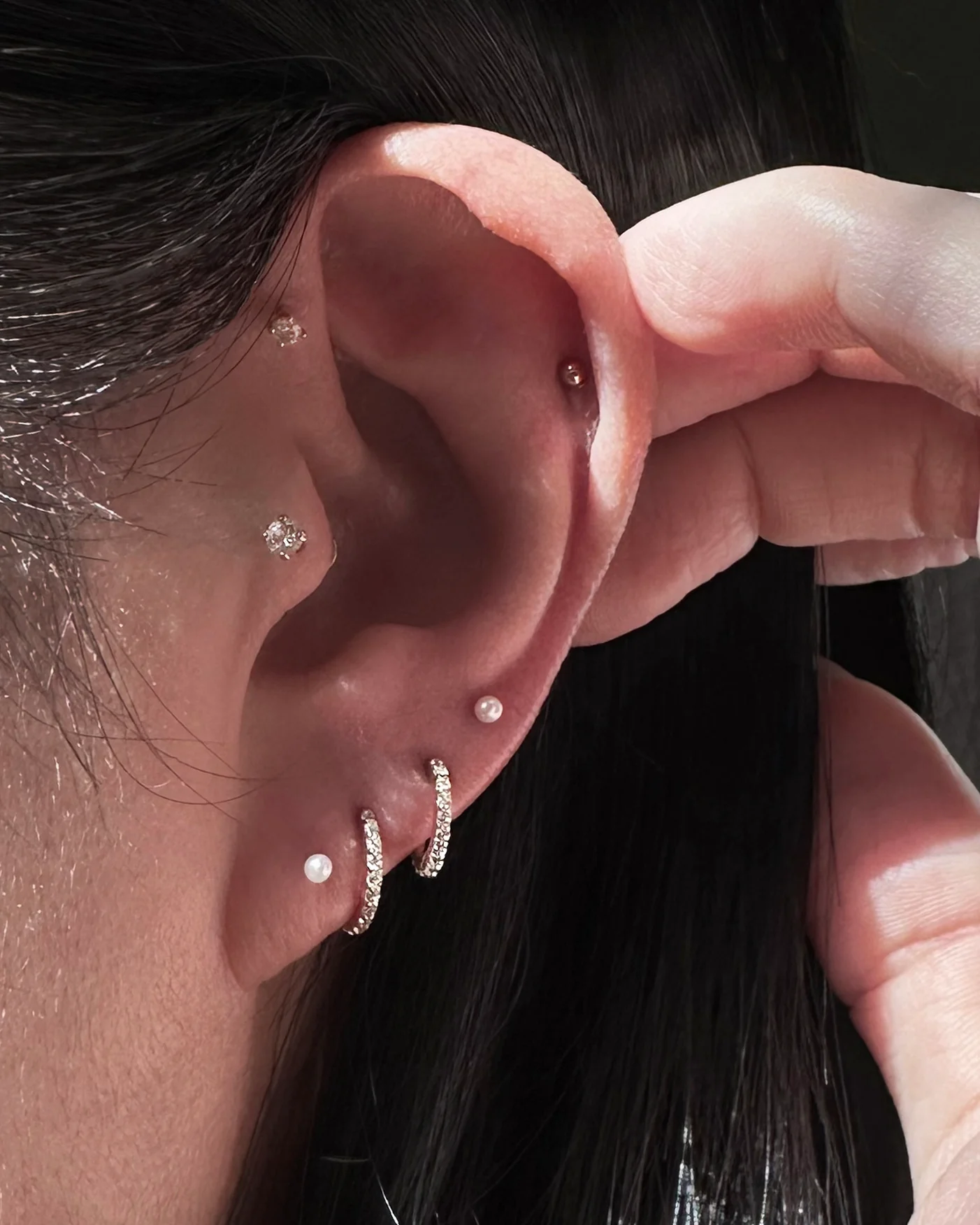 Pave Petite Hoop Earrings - Image 7
