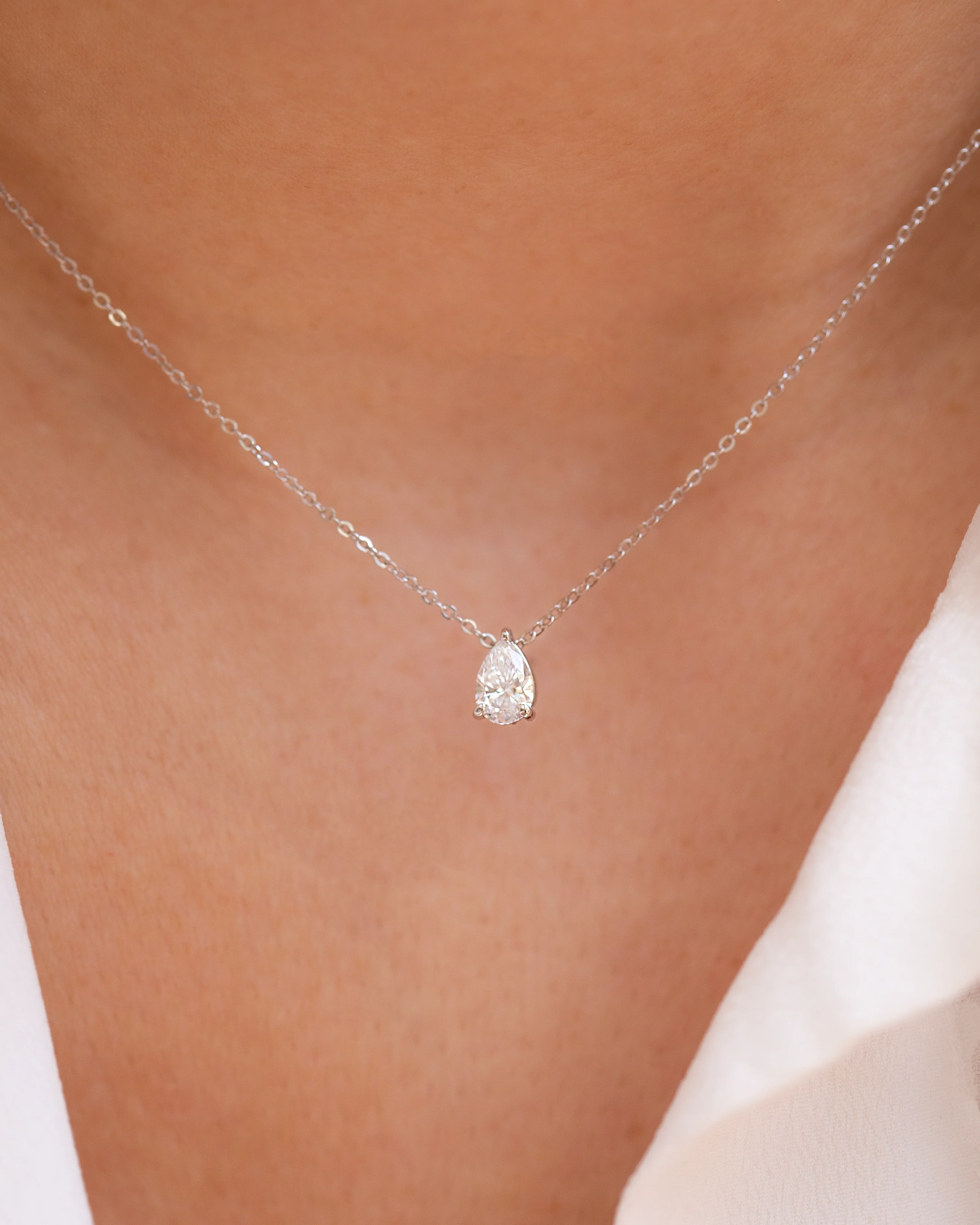 Pear Cut Diamond Solitaire Necklace - Image 5
