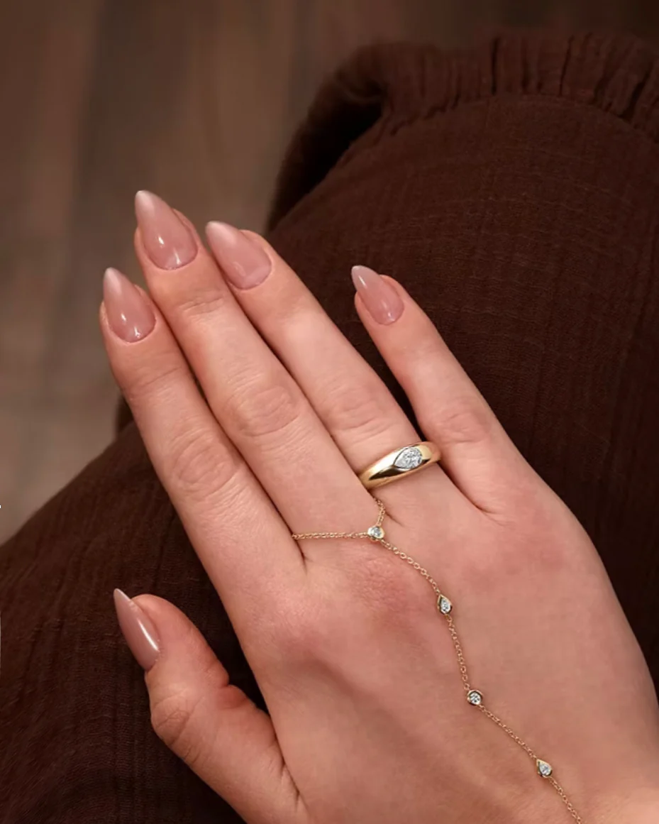 Pear Diamond Sideways Dome Ring - Image 3