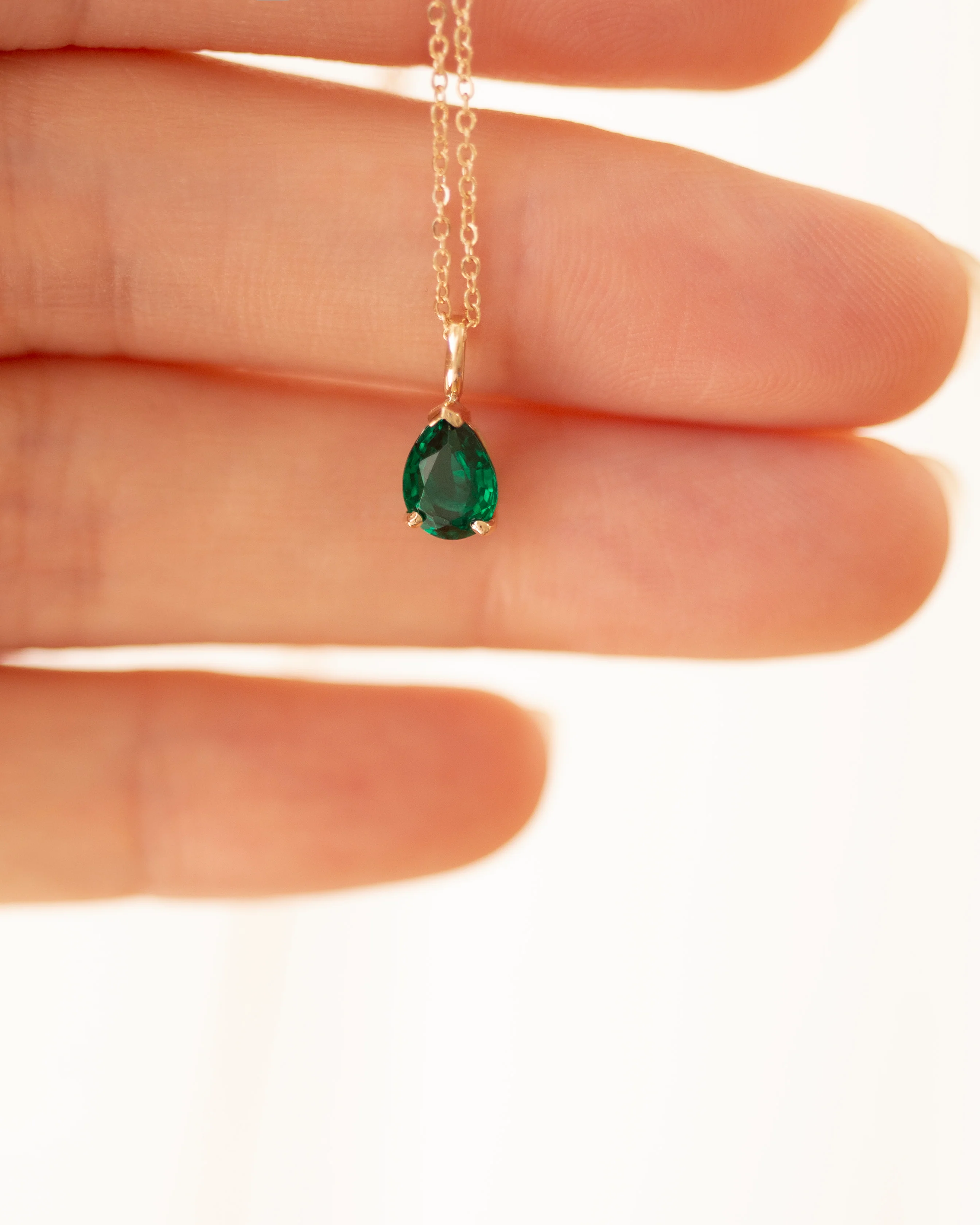 Emerald Pear Pendant Necklace - Image 2