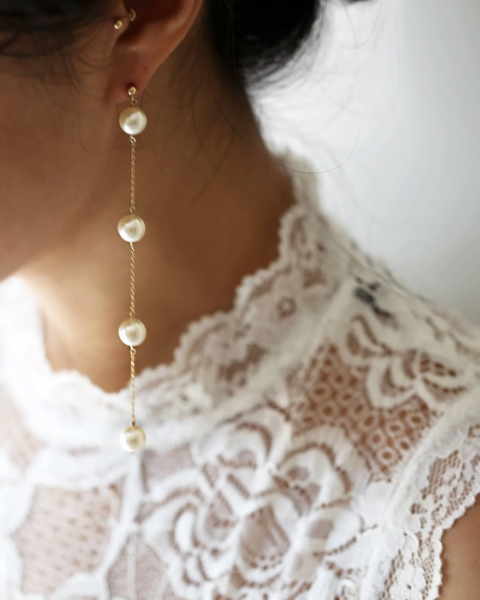 Pearl Drop Earrings - Image 3