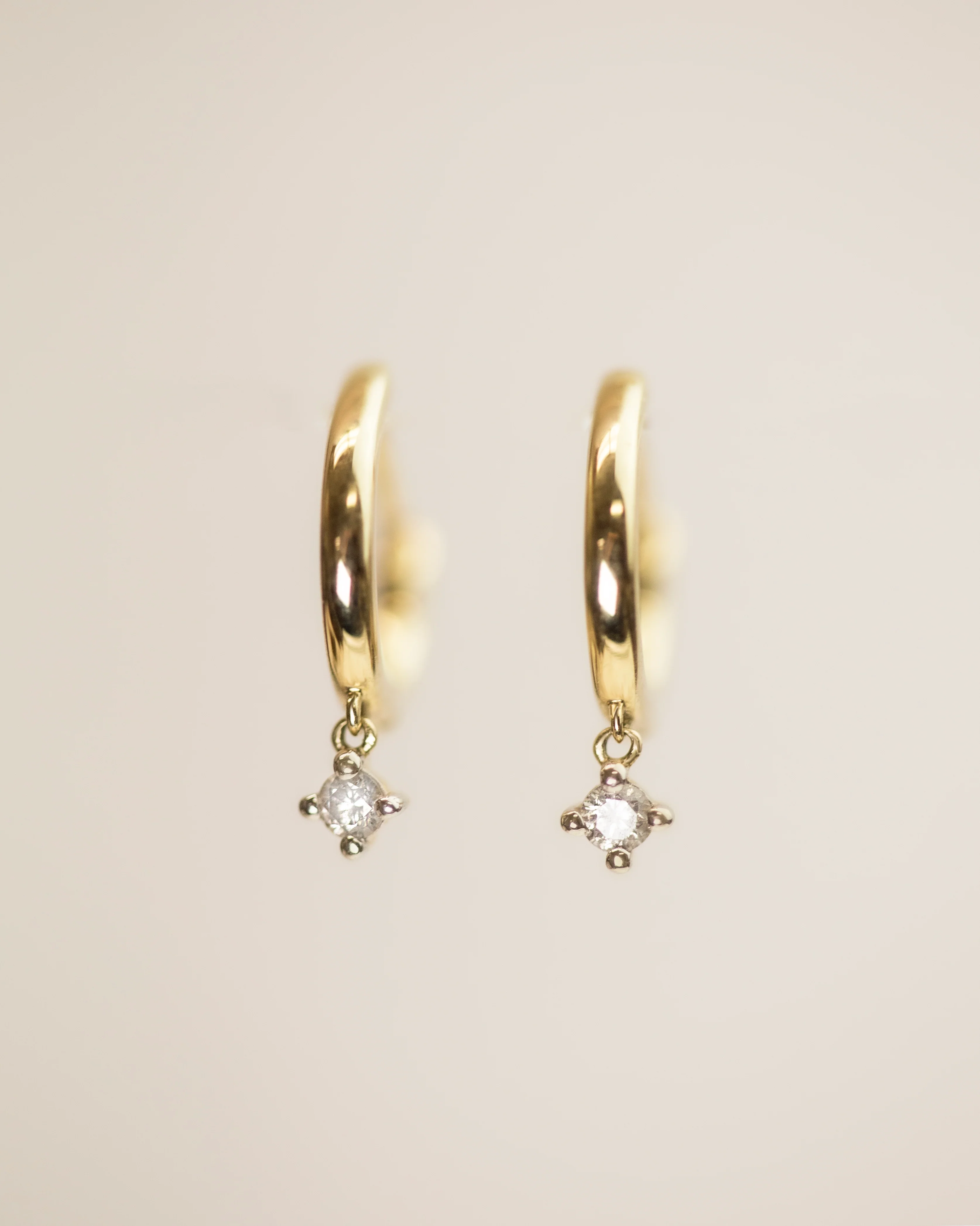 Petite Diamond Dangling Hoop Huggie Earrings