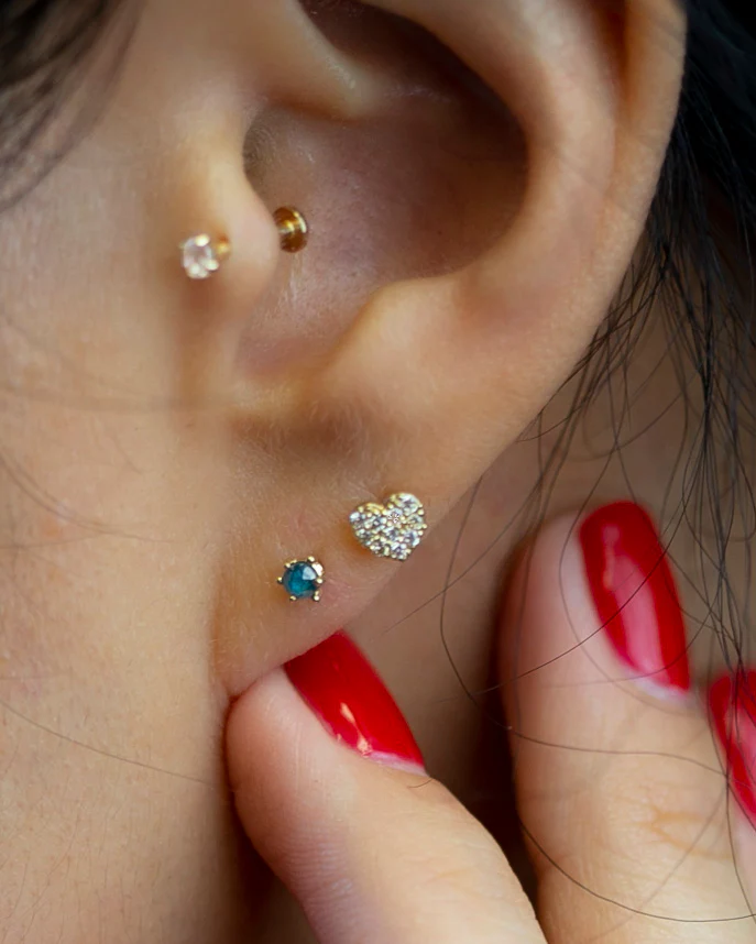 14k Rough Cut Diamond Solitaire Stud Earrings - Image 6