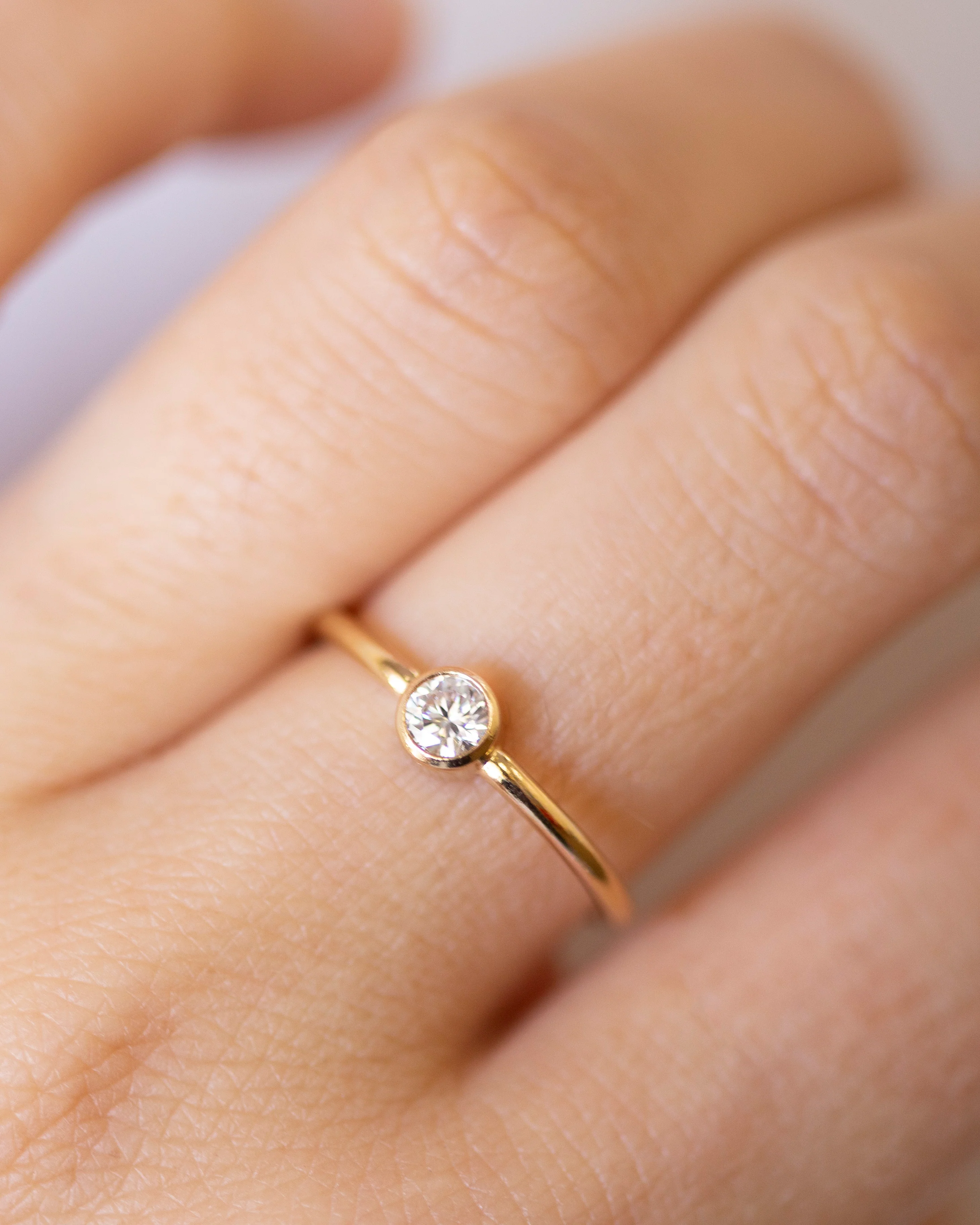 Round bezel Solitaire CZ Diamond Ring - Image 2