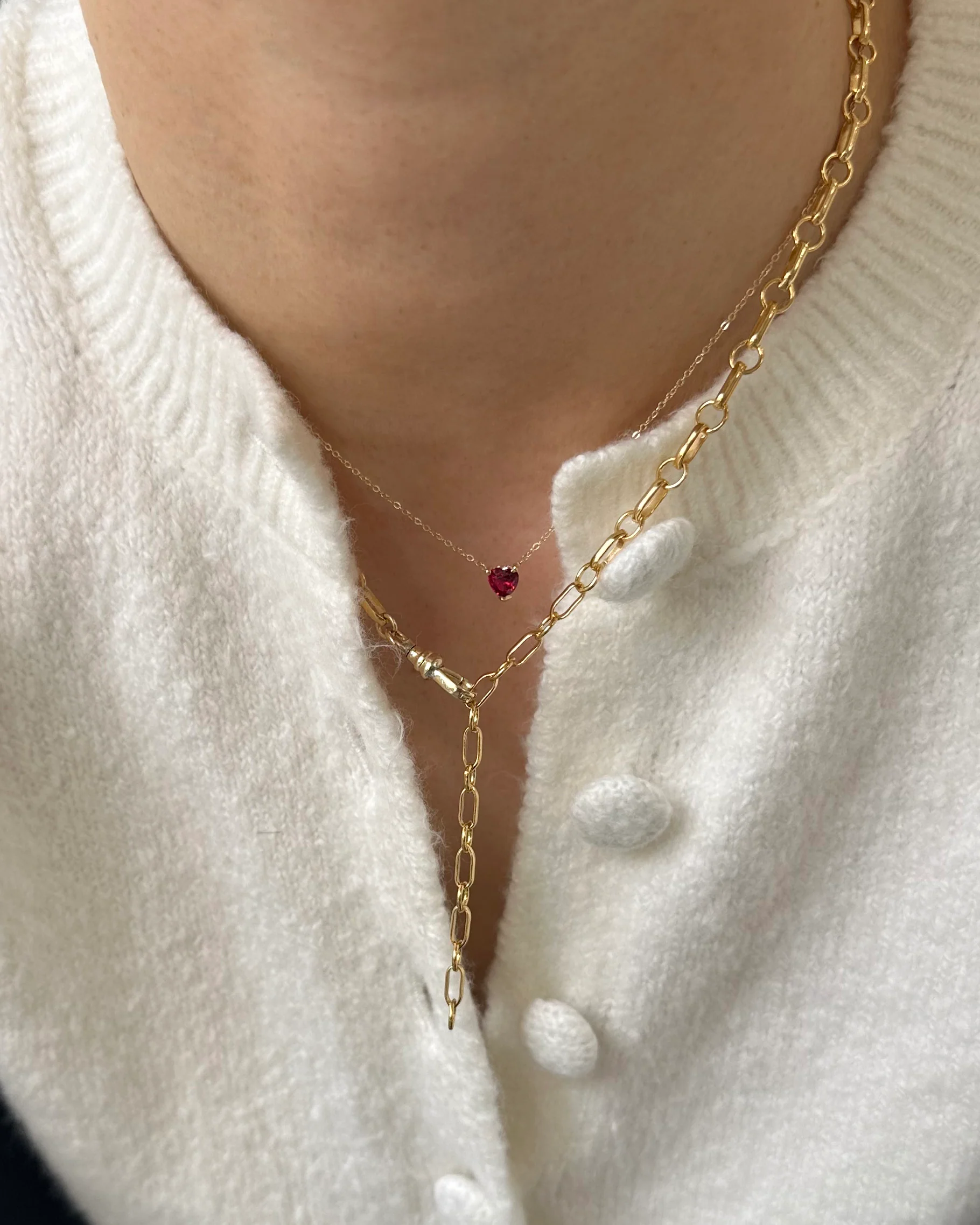 Round Long and Short Chain with Swivel Clasp Necklace - Image 5