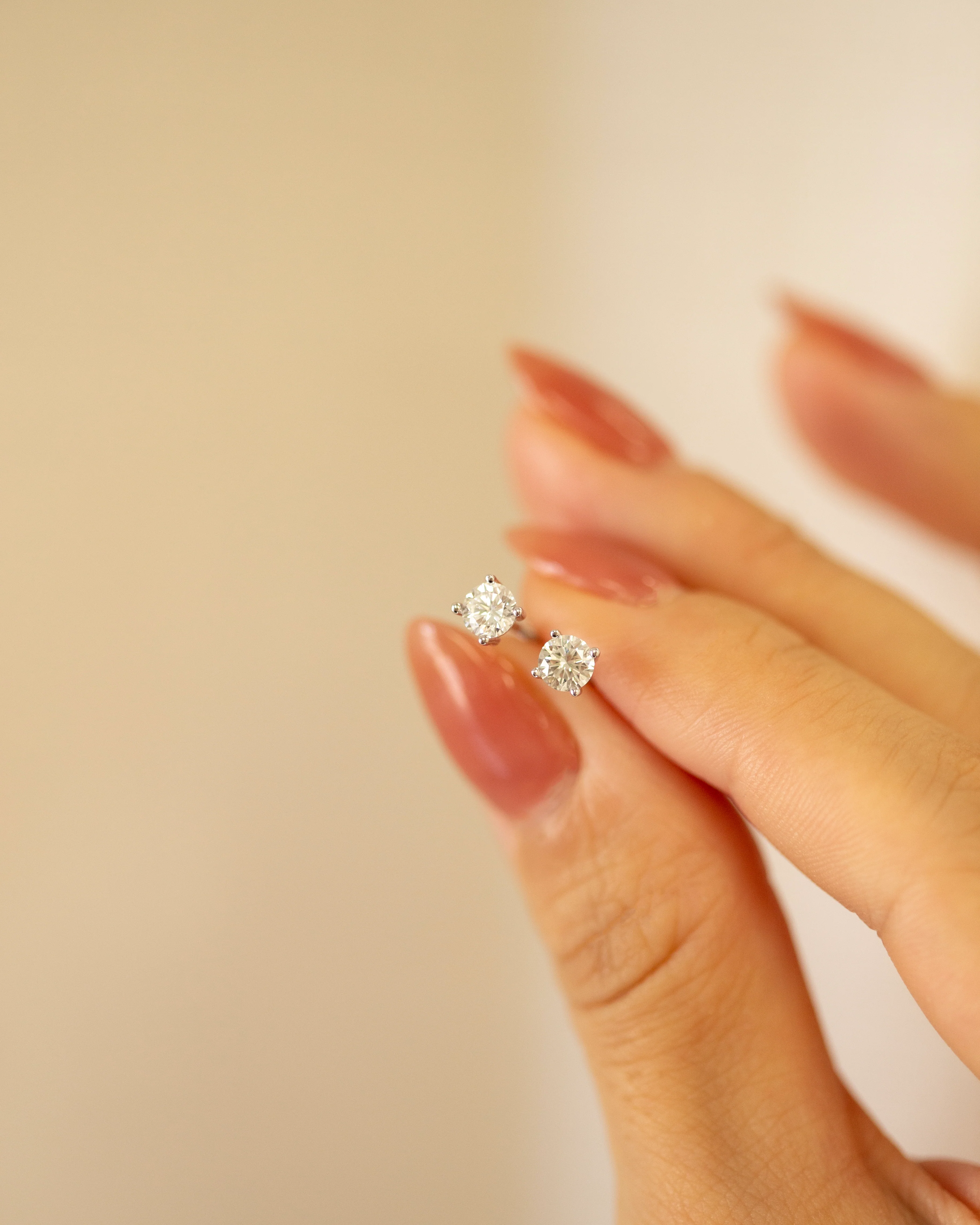 Silver Lab Diamond Stud Earrings - Image 3