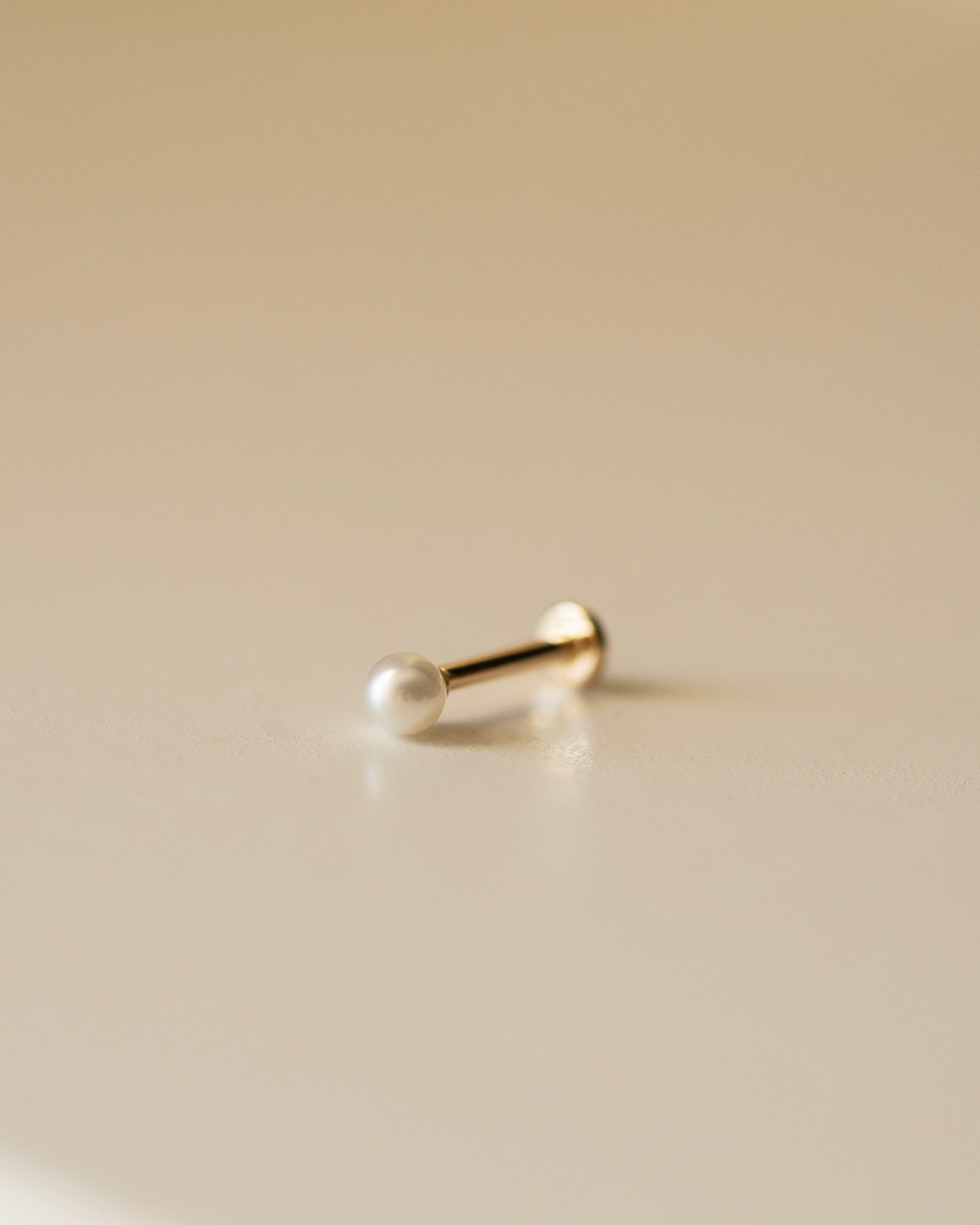 Tiny Pearl Ear Stud for Cartilage with flat back - Image 3