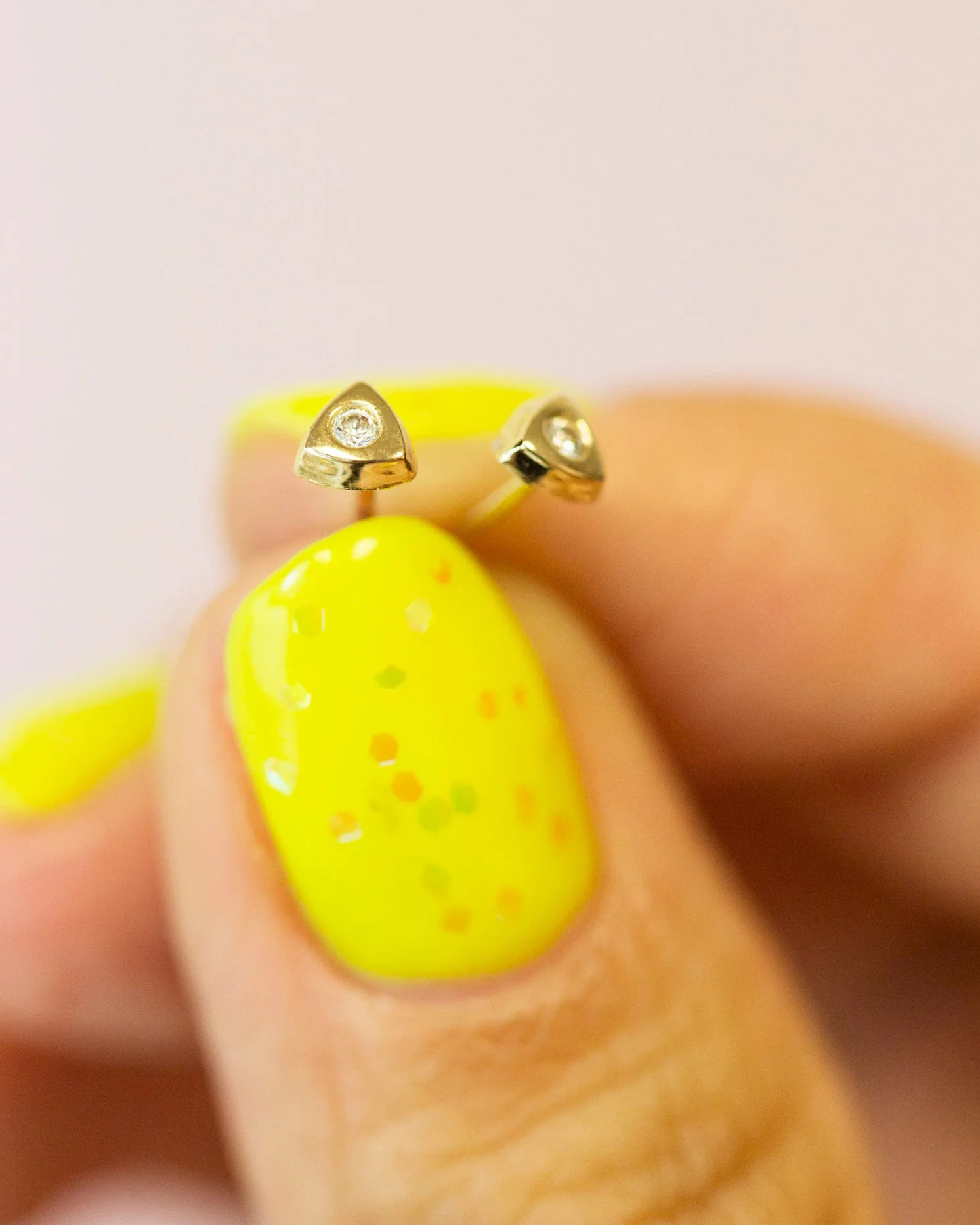 14k Triangle button Earrings - Image 5